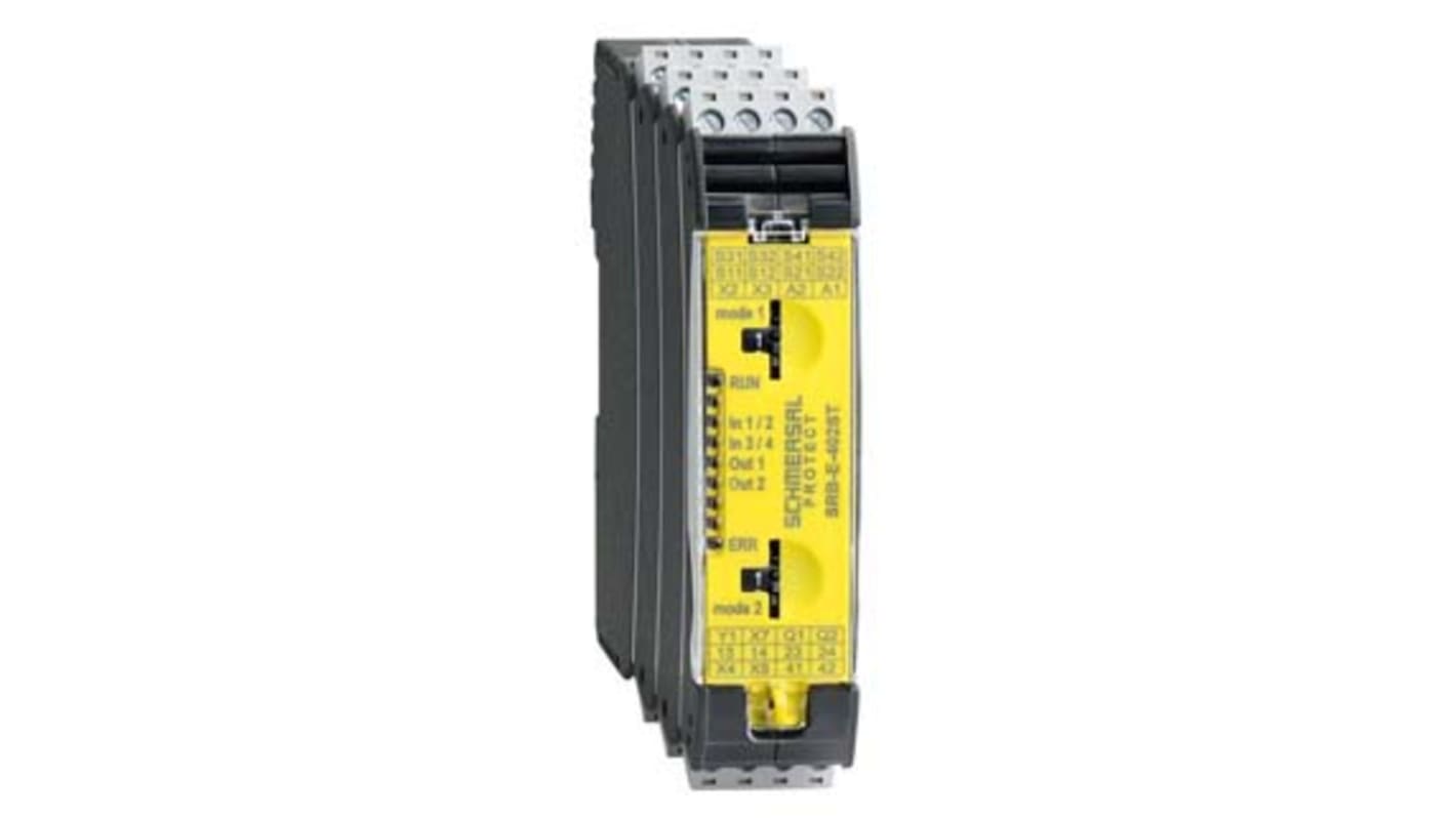 Relé de seguridad Schmersal SRB-E de 1, 2 canales, para Interruptor de seguridad, 24V dc, cat. seg. ISO 13849-1 1