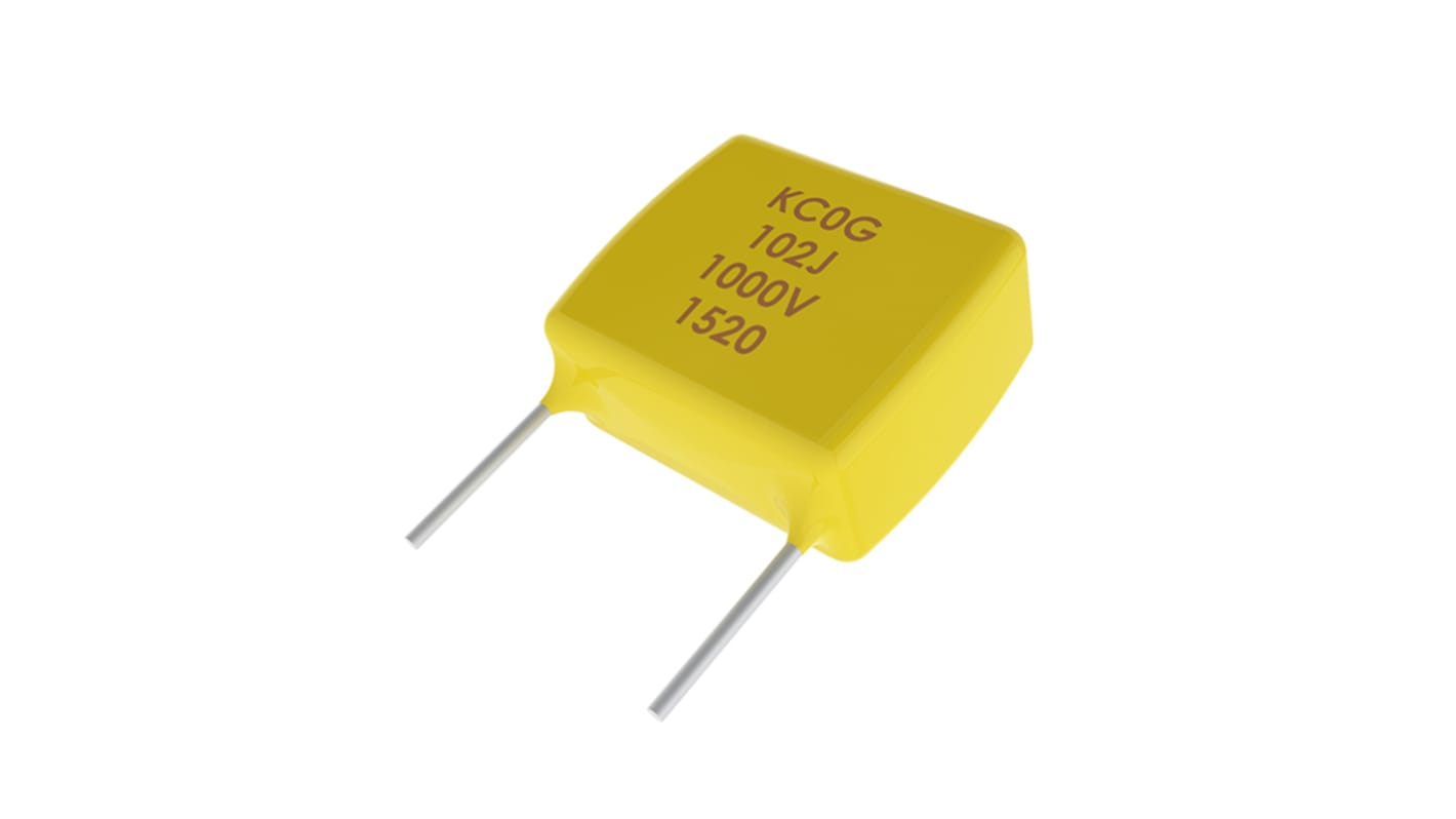 Condensador cerámico multicapa MLCC, KEMET, 100pF, ±5%, 200V dc, Montaje en orificio pasante, C0G dieléctrico 2.54 mm