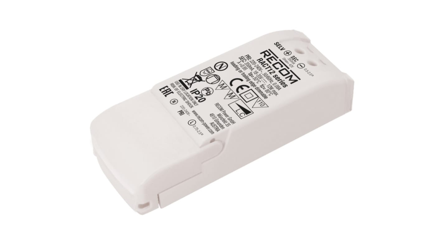 Recom LED Driver, 12 → 24V dc Output, 12W Output, 500mA Output, Constant Current Dimmable