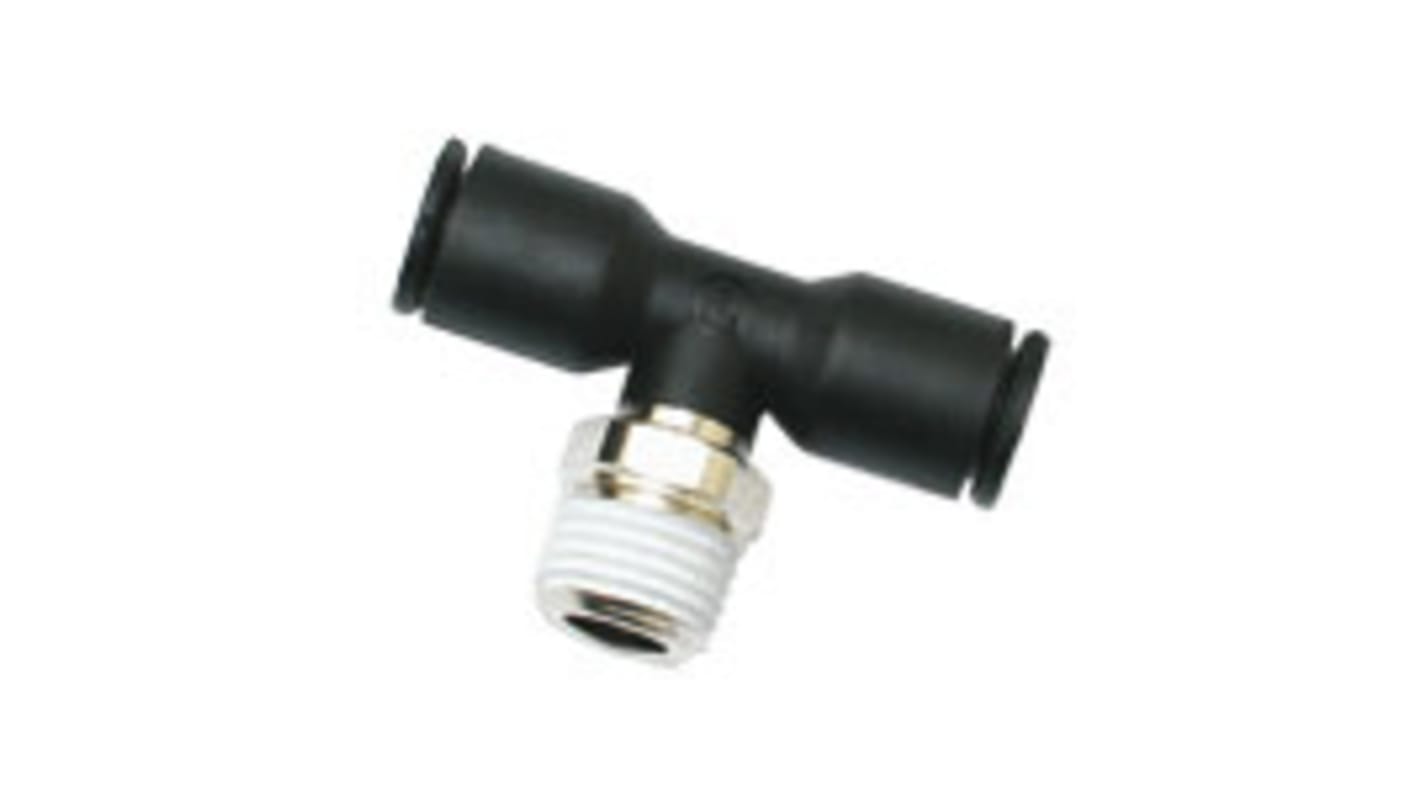 Legris LF3000 Series Tee Threaded Adaptor Push In 8 mm, R 1/8 Male