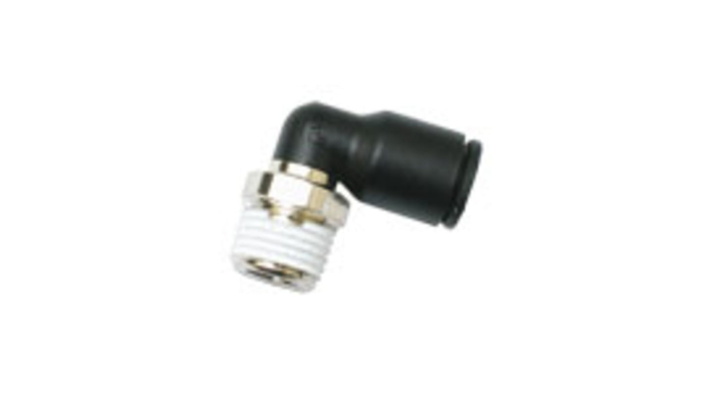 Legris LF3000 Series Elbow Threaded Adaptor, R 1/2 Male to Push In 8 mm, Threaded-to-Tube Connection Style