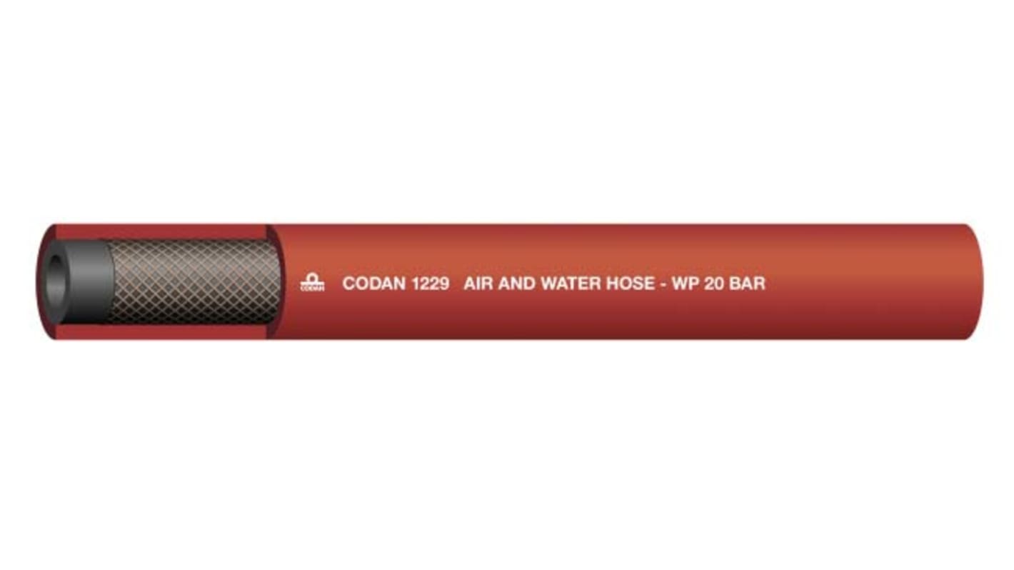 Manguera flexible reforzada RS PRO de EPDM Rojo, long. 25m, Ø int. 12.7mm, para Aire; agua