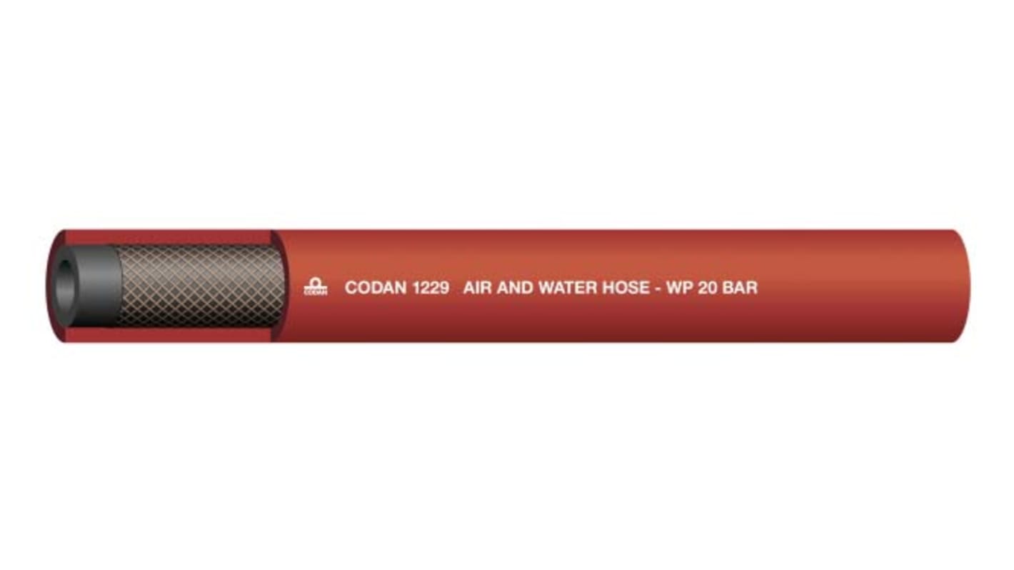 RS PRO Hose Pipe, EPDM, 25mm ID, 35mm OD, Red, 25m