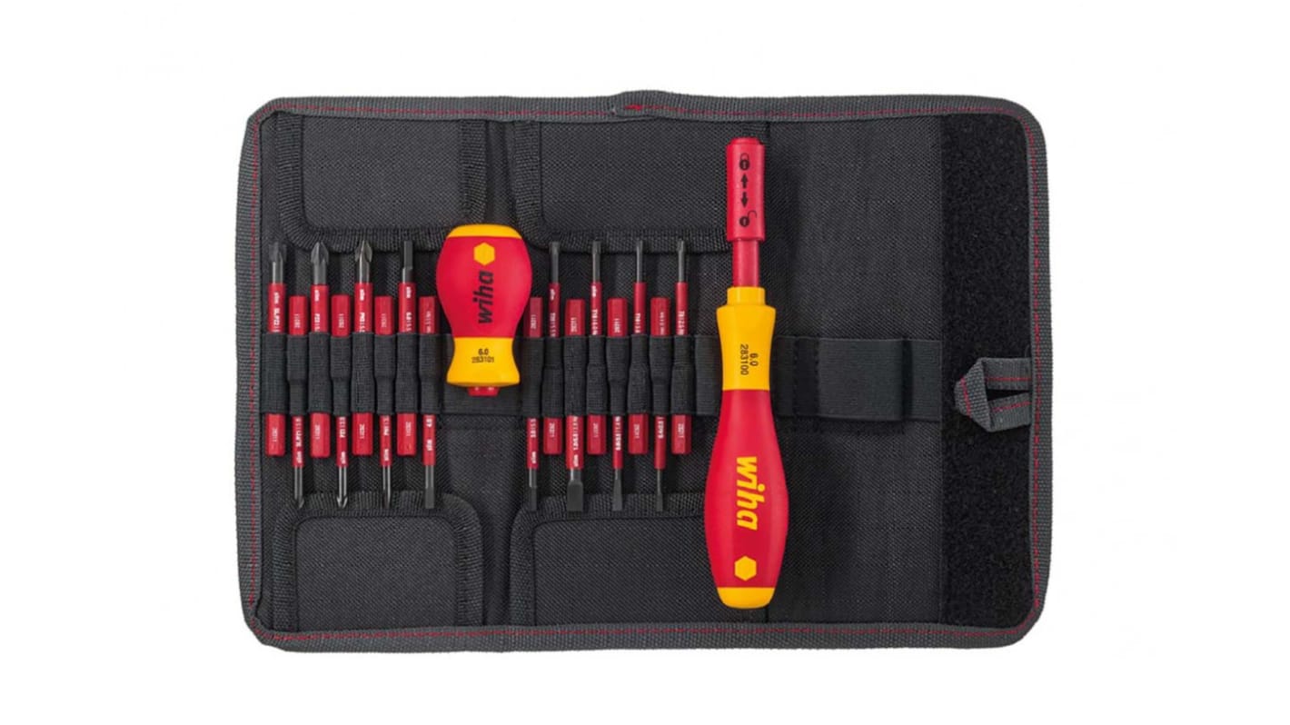 41231 Wiha Driver Bit Set 18 Pieces, Hexagon, Phillips, Pozidriv