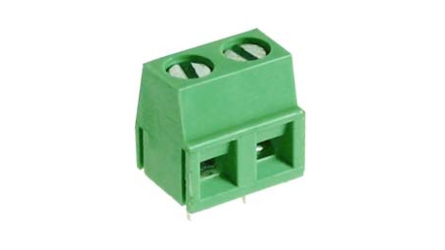 Borne para PCB Macho RS PRO de 4 vías , paso 5.08mm, 10A, de color Verde, montaje Montaje en orificio pasante,