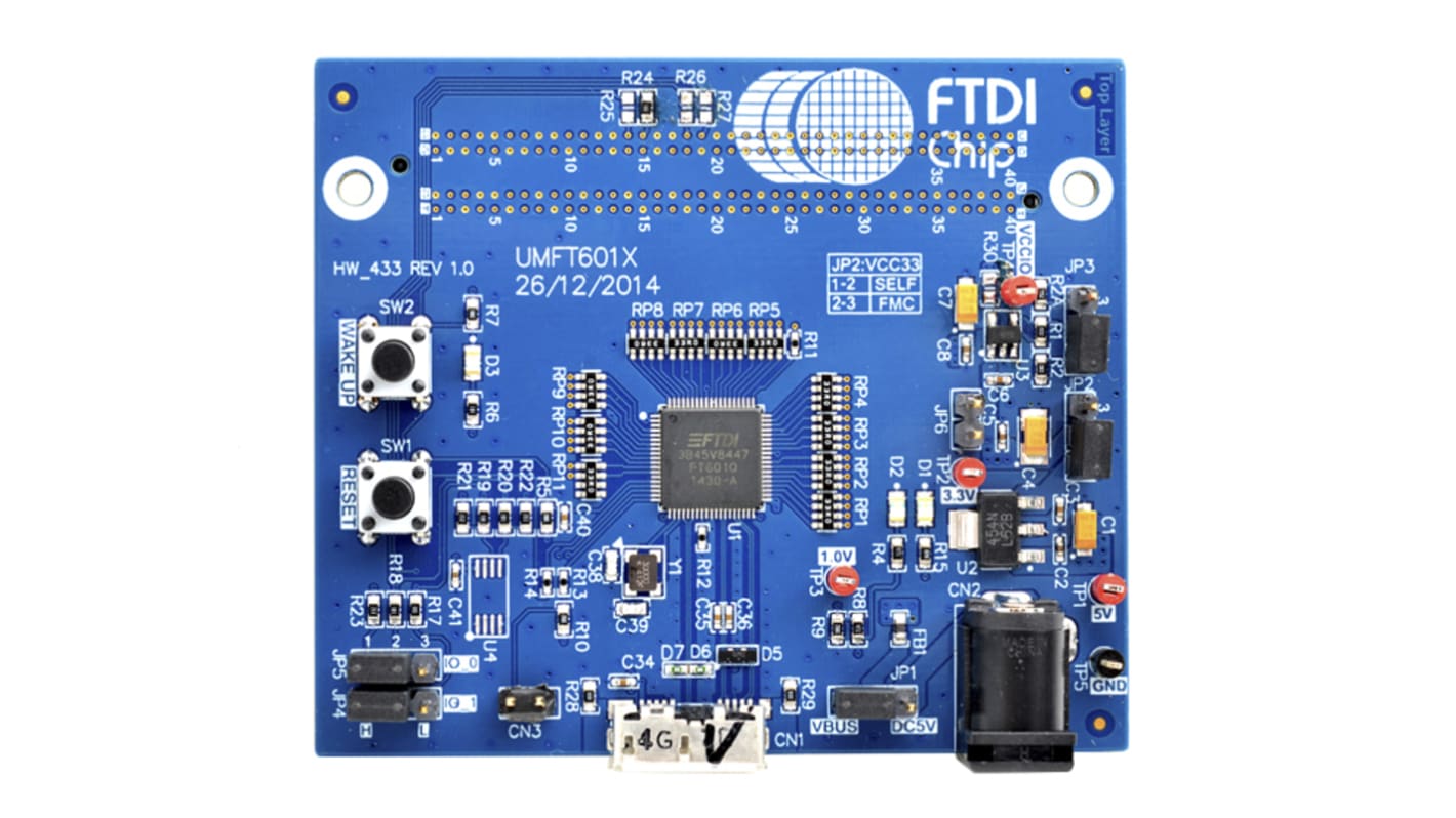 Kommunikáció és vezeték nélküli fejlesztőeszköz, UMFT601X-B, FT60x, Kiértékelő készlet, Bridge Evaluation Board