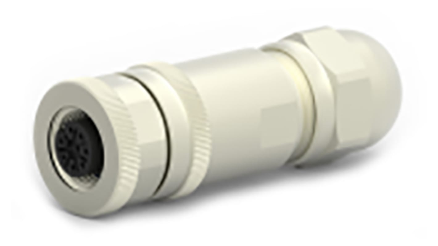 TE Connectivity Circular Connector, 8 Contacts, Cable Mount, M12 Connector, Plug, Female, IP67, T411 Series