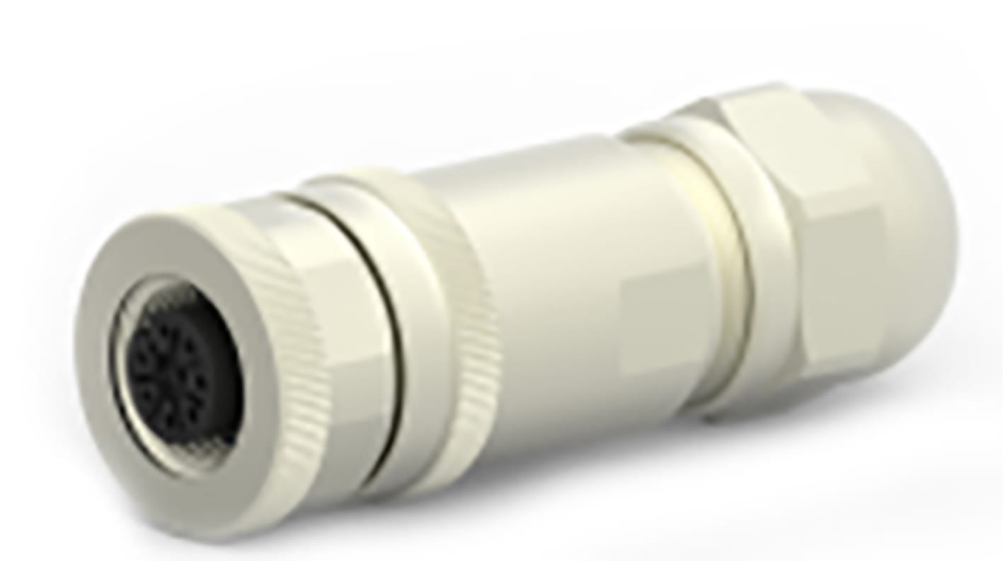 TE Connectivity Circular Connector, 8 Contacts, Cable Mount, M12 Connector, Plug, Female, IP67, T411 Series