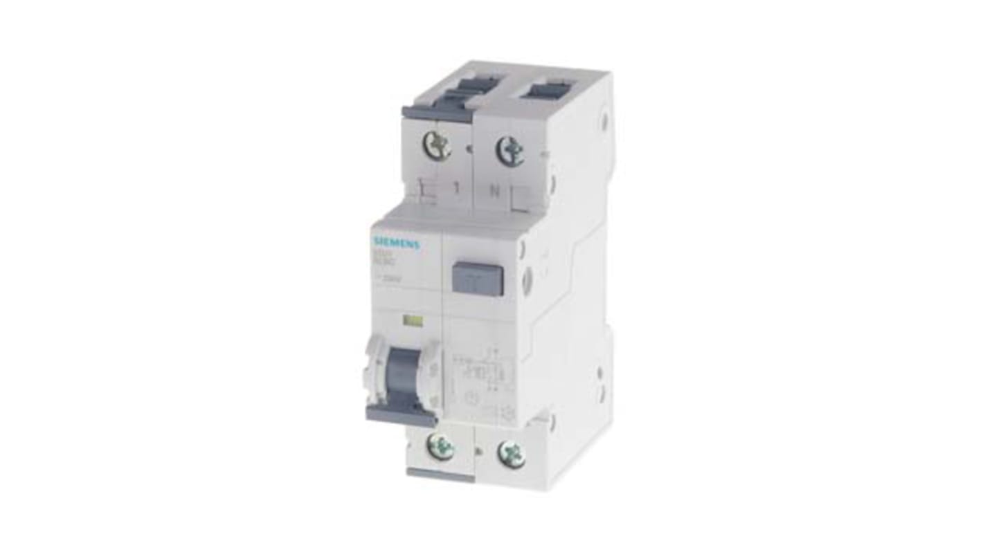 Disjoncteur différentiel magnéto-thermique Siemens 40A 2P, sensibilité 30mA, Montage rail DIN, 5SU1