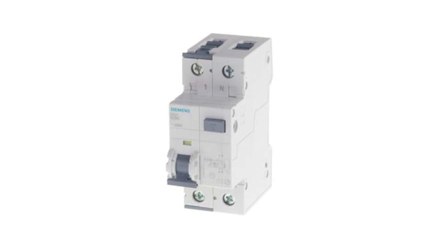 Siemens RCBO, 32A Current Rating, 2P Poles, 30mA Trip Sensitivity, Sentron Range