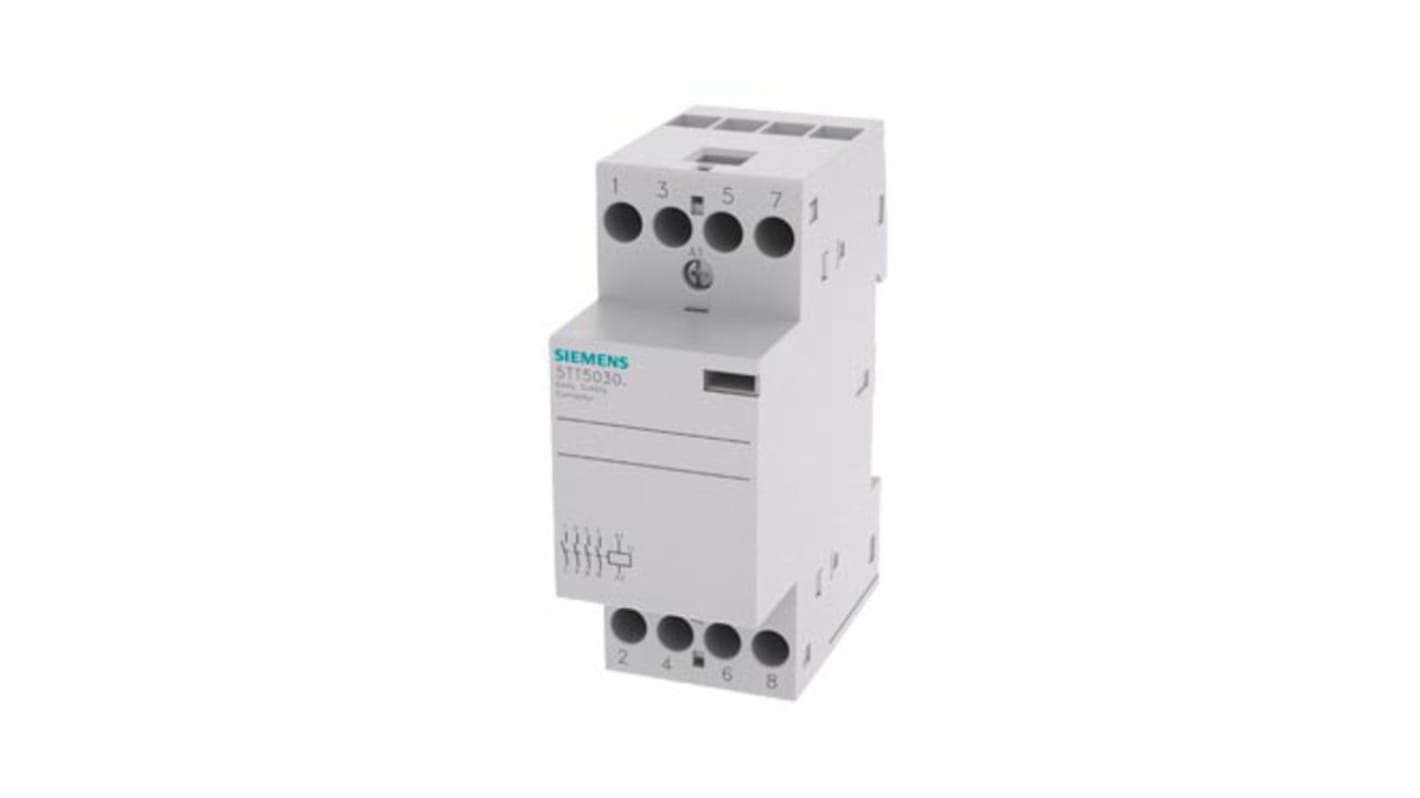 Contattore Siemens, serie 5TT, 4 poli, 4NO, 24 A, bobina 110 V c.a./c.c.