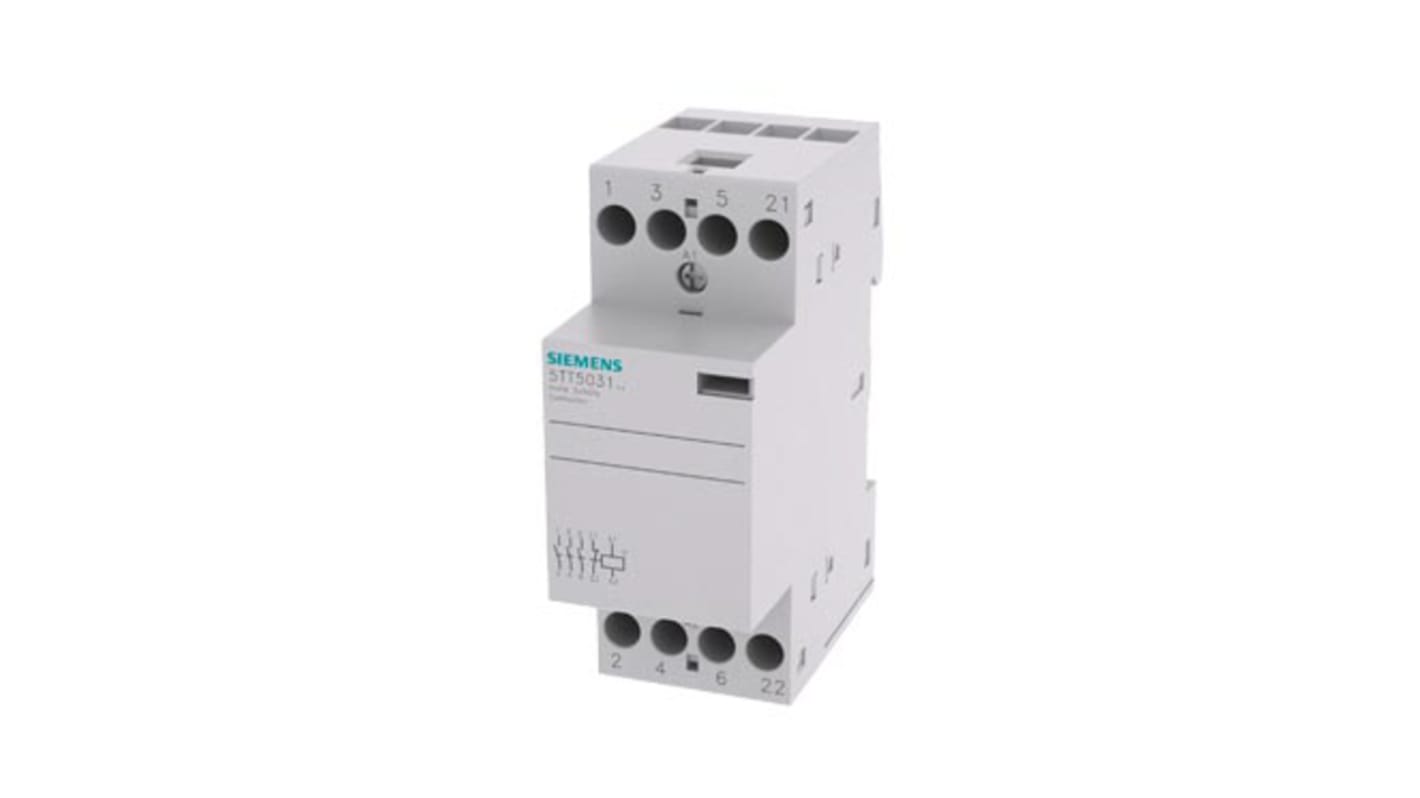 Siemens 5TT Series Contactor, 24 V ac/dc Coil, 4-Pole, 24 A, 3NO + 1NC, 400 V ac