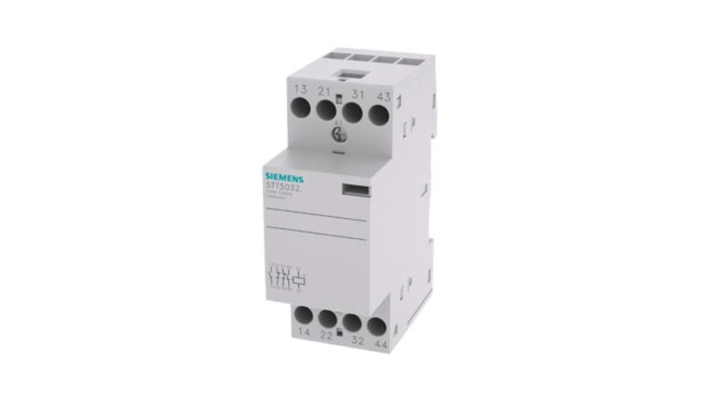 Siemens 5TT Series Contactor, 24 V ac/dc Coil, 4-Pole, 24 A, 2NO + 2NC, 400 V ac