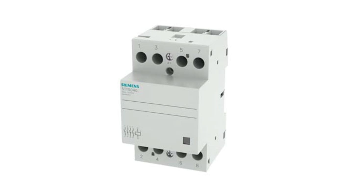 Contattore Siemens, serie 5TT, 4 poli, 4NO, 40 A, bobina 24 V ca/cc