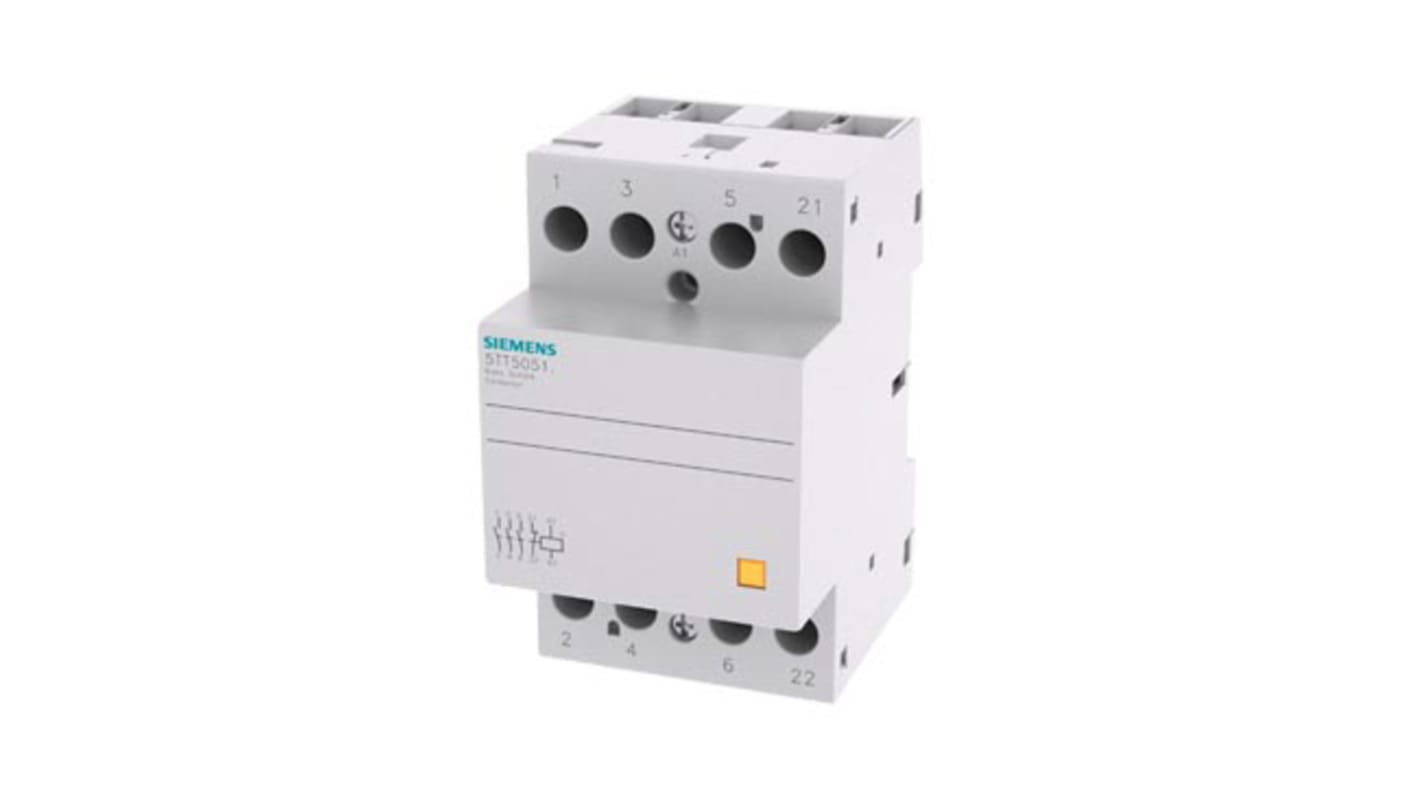 Siemens 5TT Series Contactor, 24 V ac/dc Coil, 4-Pole, 63 A, 3NO + 1NC, 400 V ac