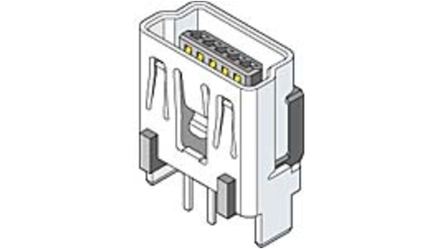 Molex Straight, Through Hole, Socket Type Mini B USB Connector