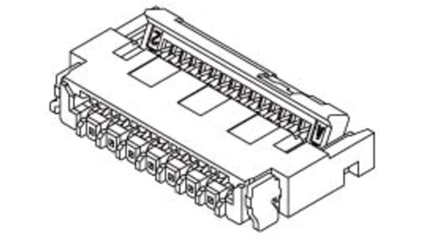 Conector FPC macho Ángulo de 90° Molex serie Easy-On de 23 vías, paso 0.3mm, 1 fila, para soldar