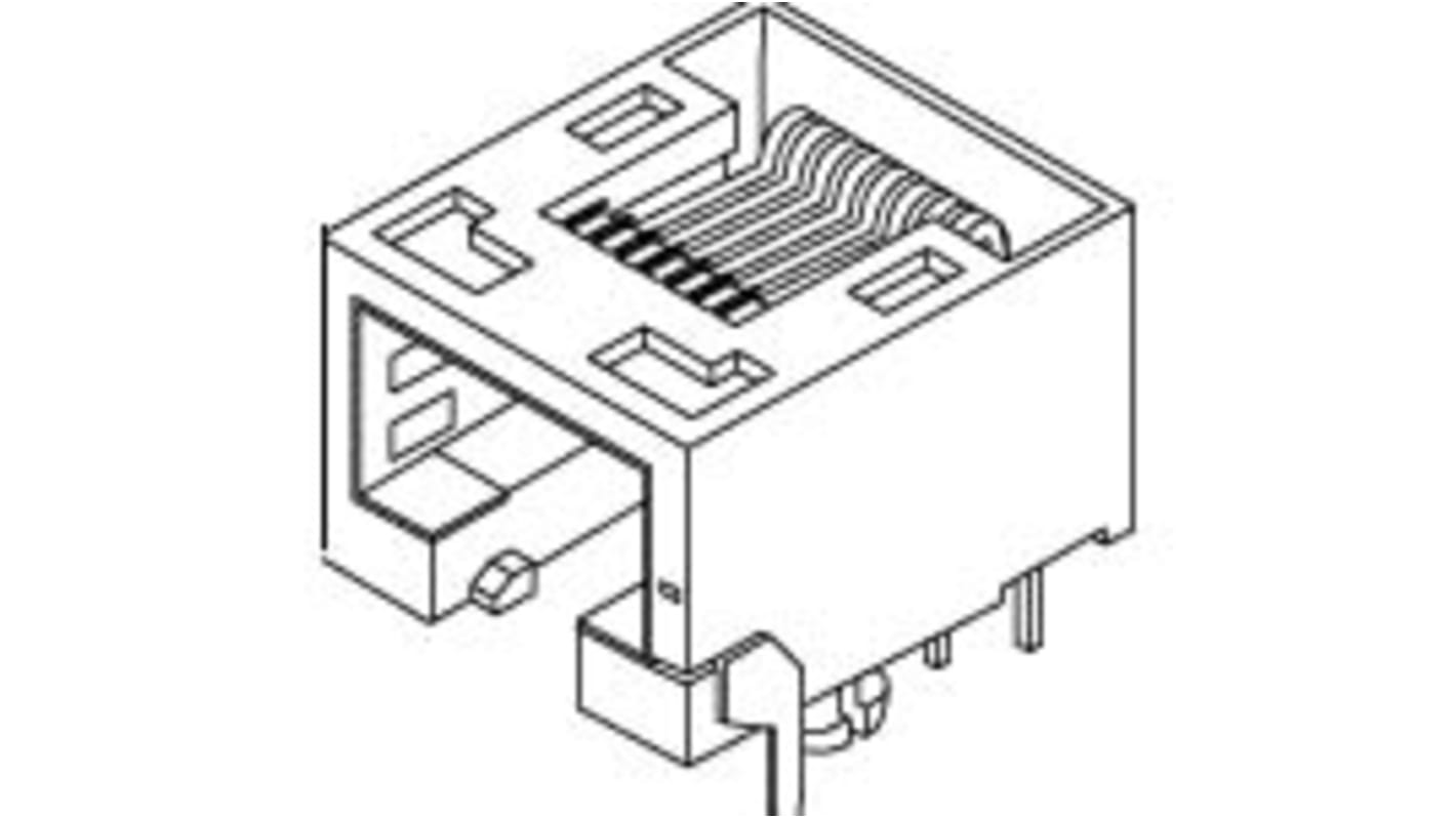 Molex 85504 Cat.5e RJ45-Steckverbinder Buchse, 1-Port 1-polig Geschirmt, Leiterplatten-Montage abgewinkelt