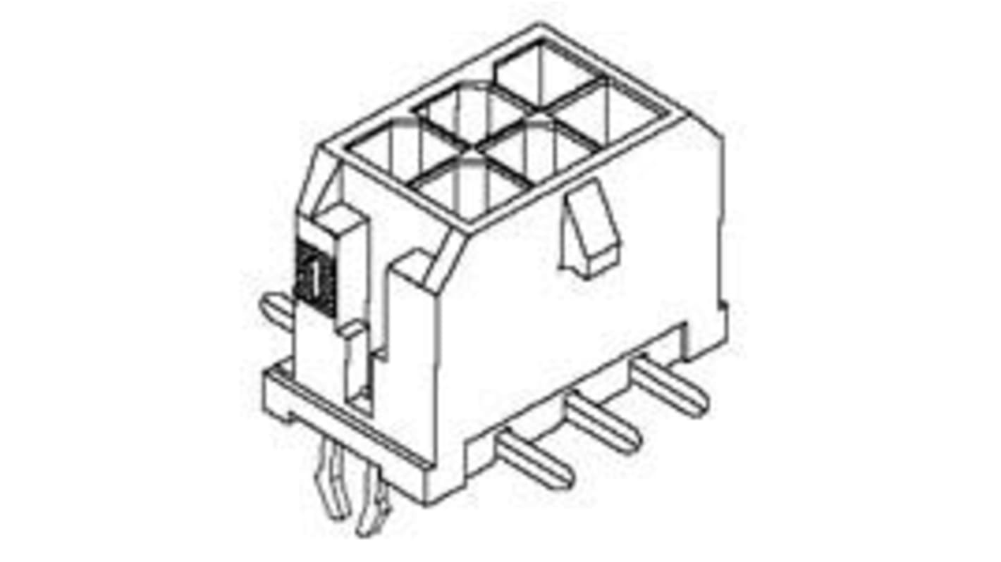 Molex Micro-Fit 3.0 Series Straight Surface Mount PCB Header, 6 Contact(s), 3.0mm Pitch, 2 Row(s), Shrouded