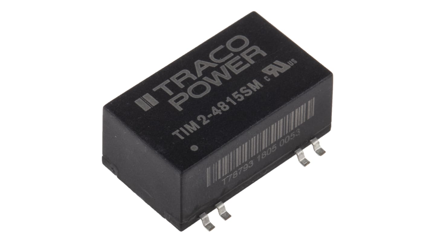 TRACOPOWER TIM 2 DC-DC Converter, 5V dc/ 400mA Output, 4.5 → 12 V dc Input, 2W, Surface Mount, +105°C Max Temp