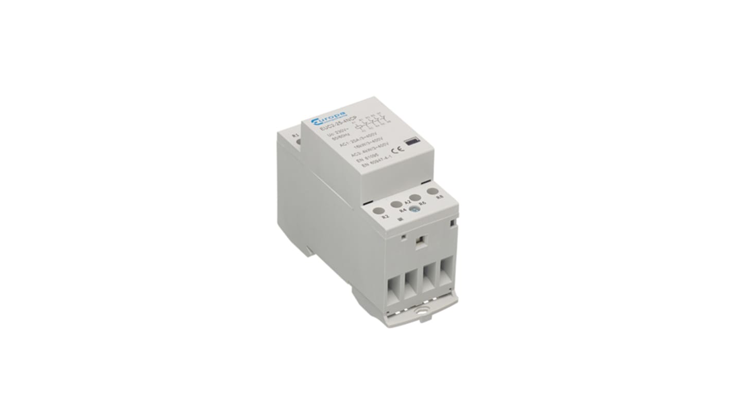 Europa EUC Contactor, 230 V ac Coil, 4-Pole, 25 A, 4 kW, 2NO + 2NC, 400 V ac