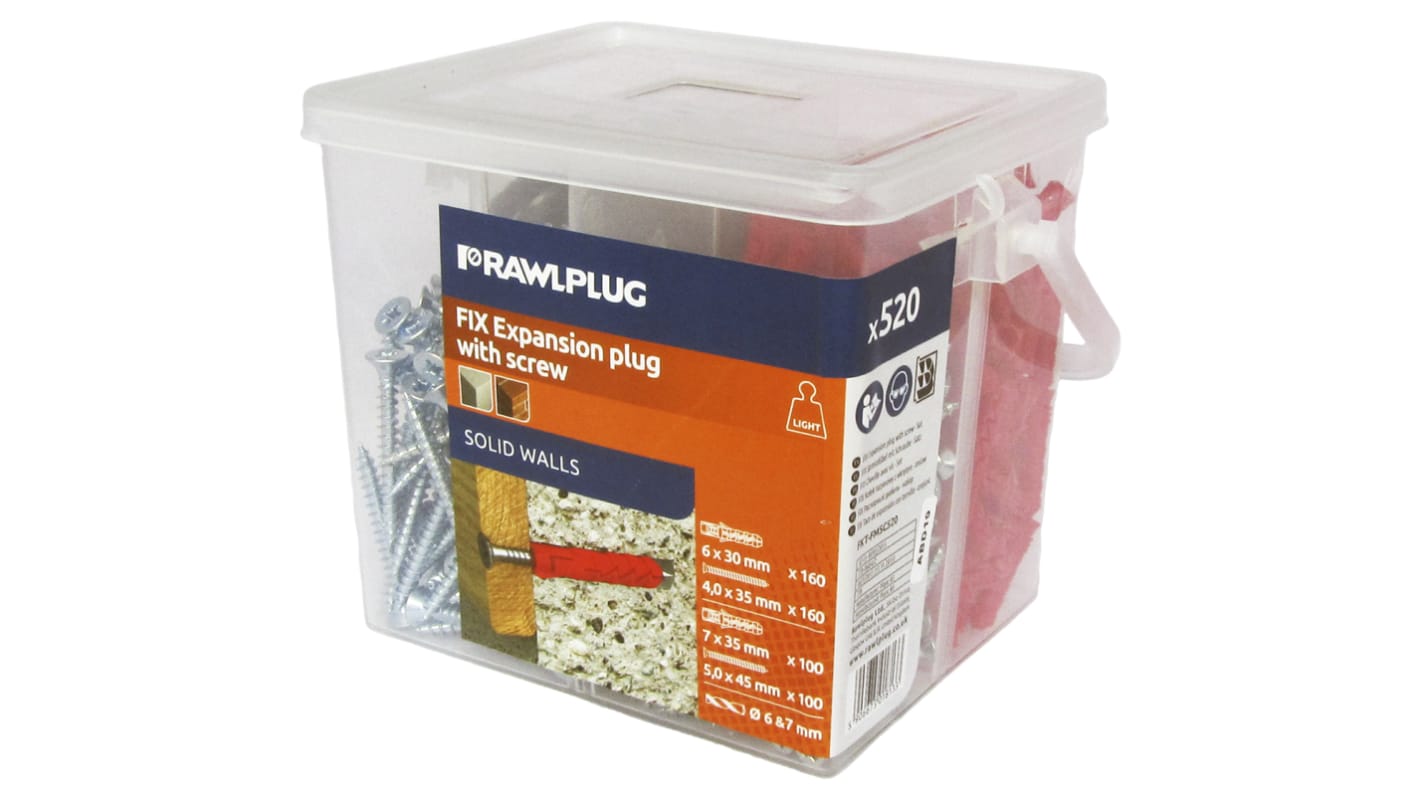 FKTFMSC520 RawlPlug Nylon, Steel Wall Plug, 28mm Length, 6mm Fixing Hole Diameter RS