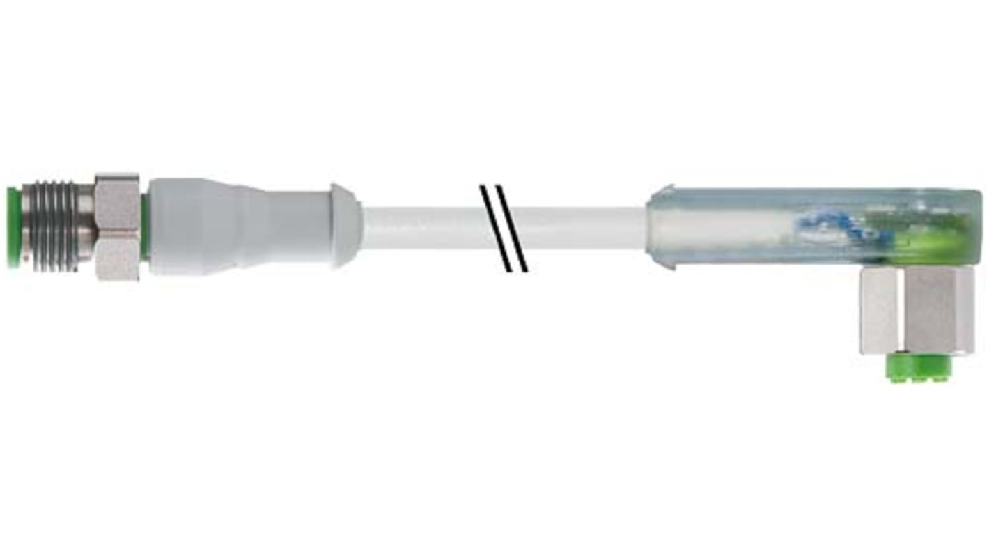 Cable de conexión RS PRO, con. A M12 Hembra, 4 polos, con. B M12 Macho, 4 polos, long. 5m, 24 V dc, 4 A, IP65, IP67,