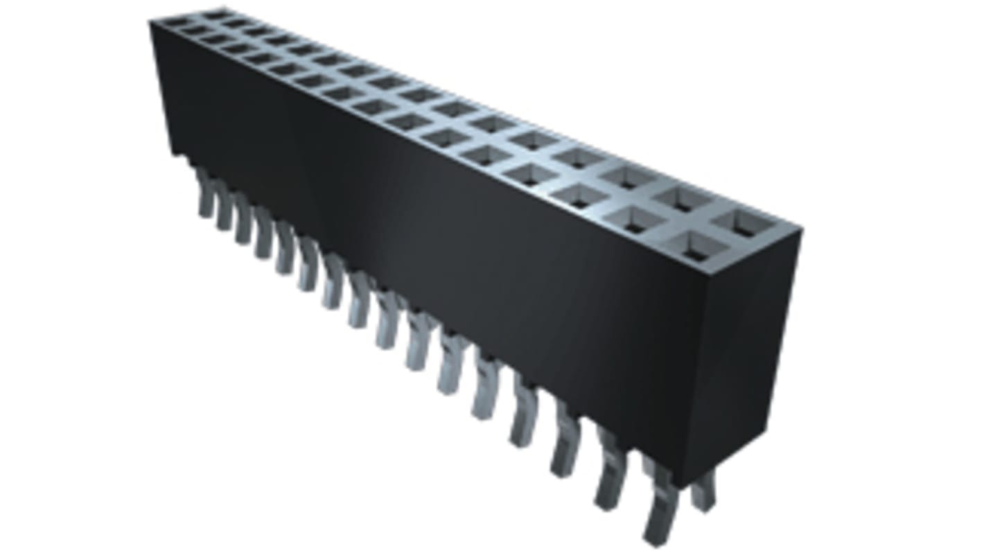 Samtec SSQ Series Straight Through Hole Mount PCB Socket, 10-Contact, 1-Row, 2.54mm Pitch, Solder Termination