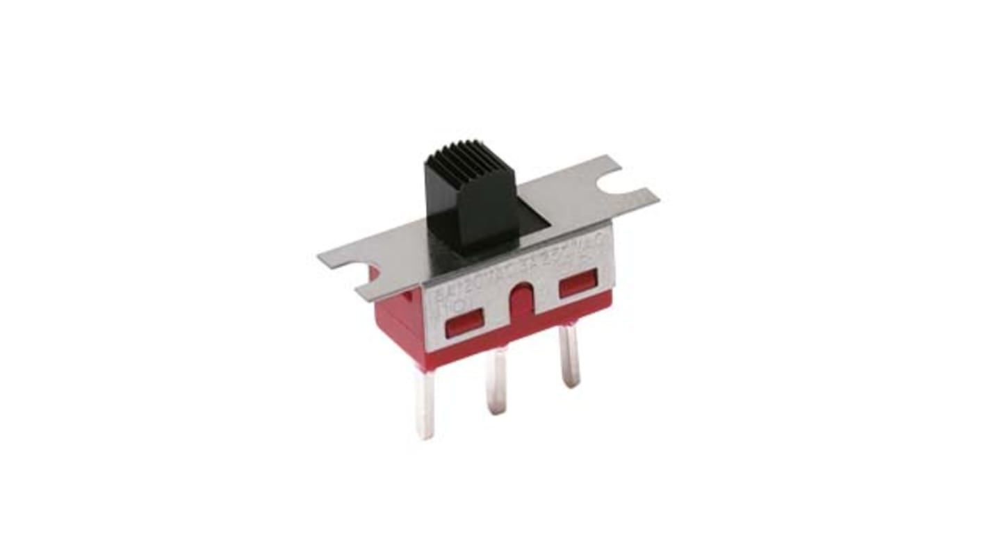 Interruptor de actuador deslizante SPDT, Enclavamiento, 6 A a 120 V ac, 6 A a 28 V dc, Montaje en PCB