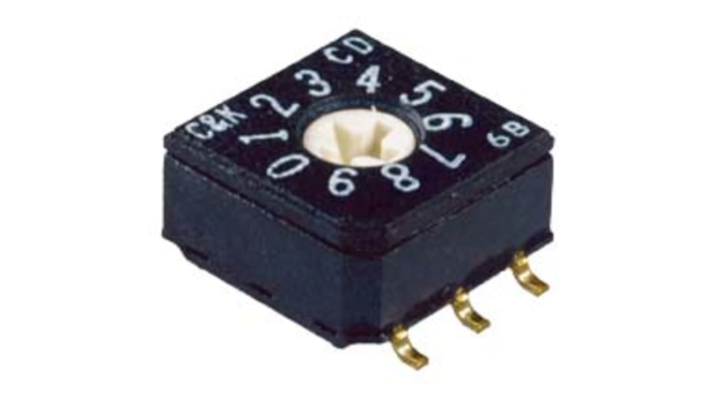 Interruptor DIP, Montaje superficial, Actuador Giratorio, 0,4 VA, 10 vías, -25 → +85°C