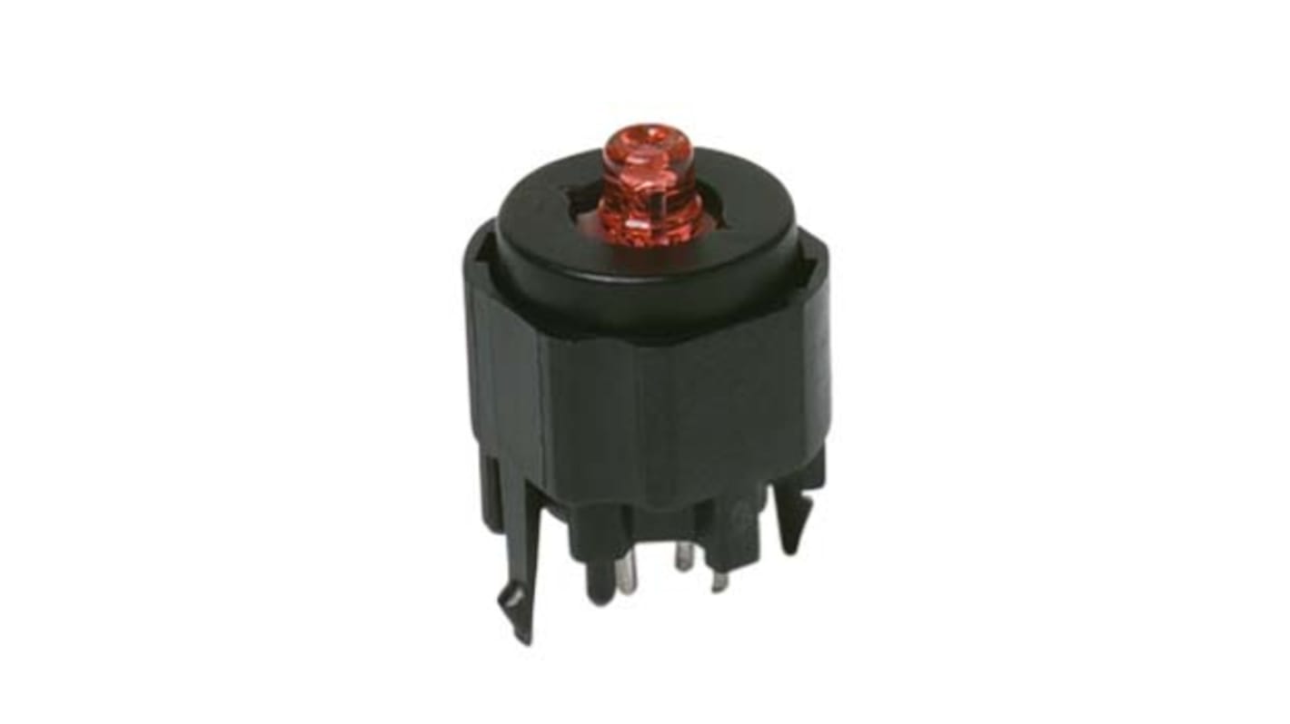 C & K Illuminated Push Button Switch, Momentary, PCB, SPST, Red LED, 30V dc, IP40