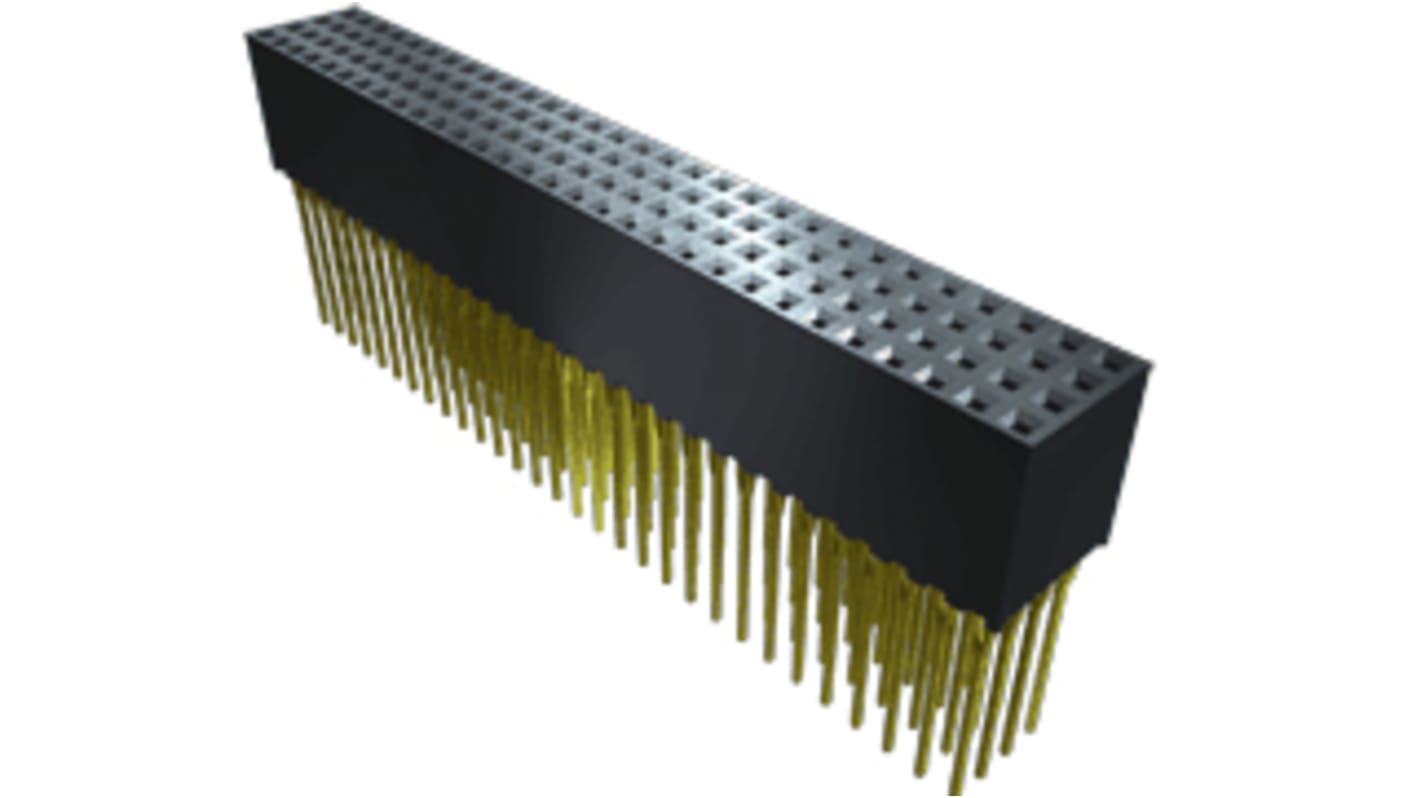 Samtec PTHF Series Straight Through Hole Mount PCB Socket, 120-Contact, 4-Row, 2mm Pitch, Press-In Termination