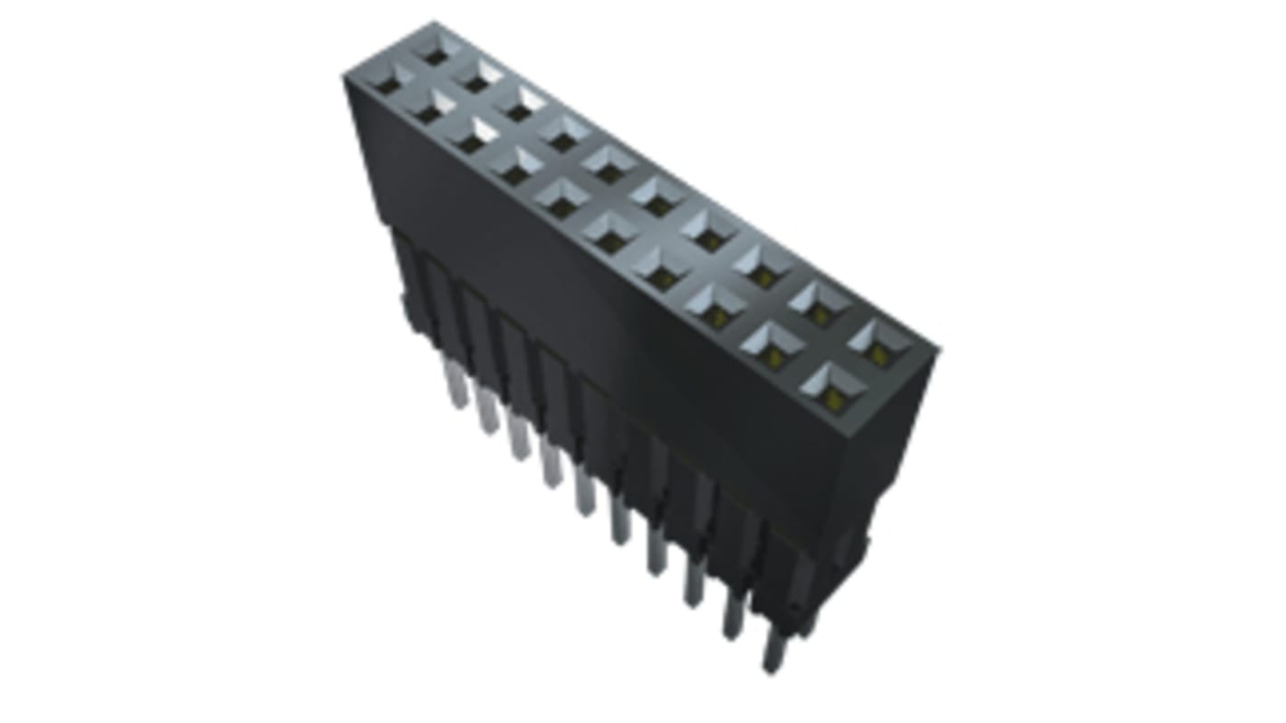 Conector hembra para PCB Samtec serie ESQ, de 10 vías en 2 filas, paso 2.54mm, 550 V, 5.2A, Montaje en orificio