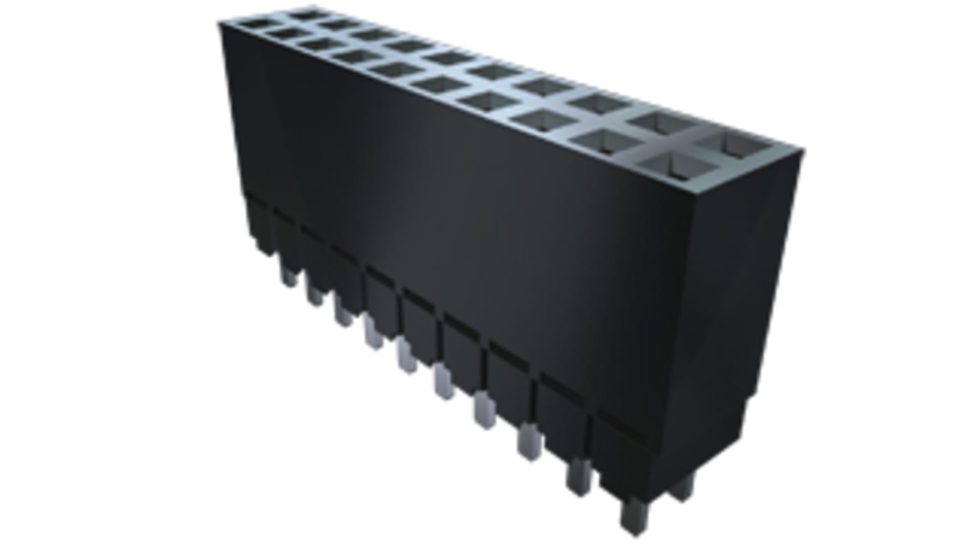 Samtec ESW Series Straight Through Hole Mount PCB Socket, 10-Contact, 2-Row, 2.54mm Pitch, Solder Termination