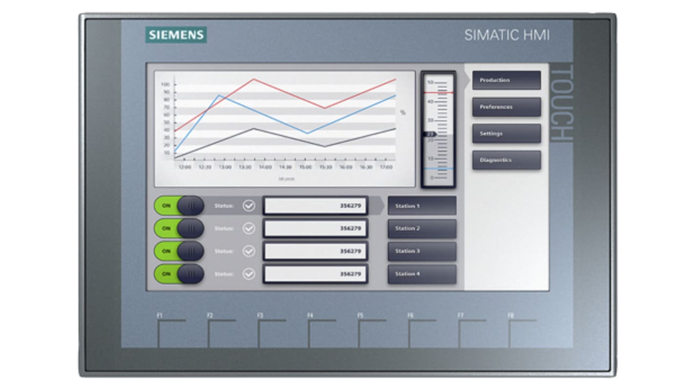 Siemens 9 tommer TFT HMI-panel, SIMATIC KTP900 Basic Farve, 800 x 480pixels PROFINET, 267 x 182 x 55 mm