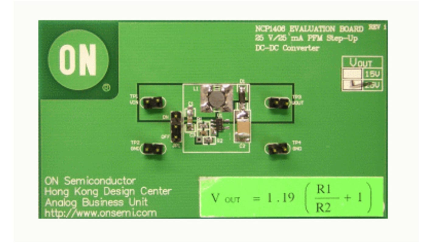 onsemi NCP1406SNT1G Evaluierungsplatine, Monolithic Micropower PFM Step-Up DC-DC Converter Evaluation Board