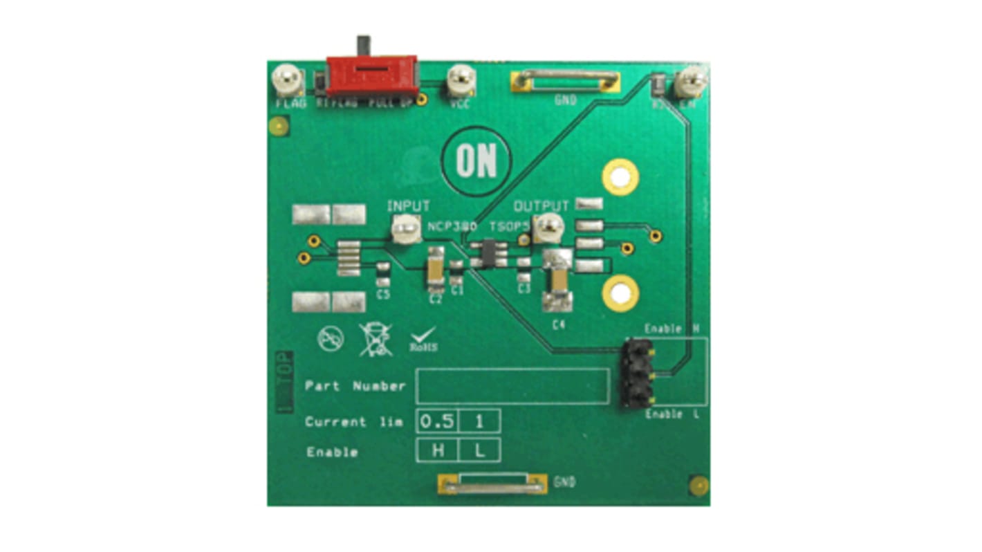 onsemi NCP380HSN05AAT1G Evaluierungsplatine, High-Side Power Distribution Switch Evaluation Board Lastschalter