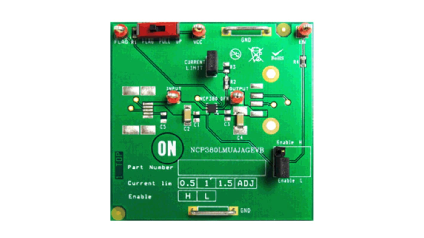 onsemi High-Side Power Distribution Switch Evaluation Board Load Switch for NCP380LMUAJAATBG for High-Side Power