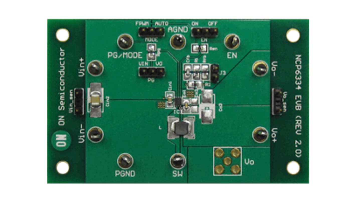 onsemi NCP6334BMTAATBG, NCP6334CMTAATBG Evaluierungsplatine, Synchronous Buck Converter Evaluation Board Abwärtswandler