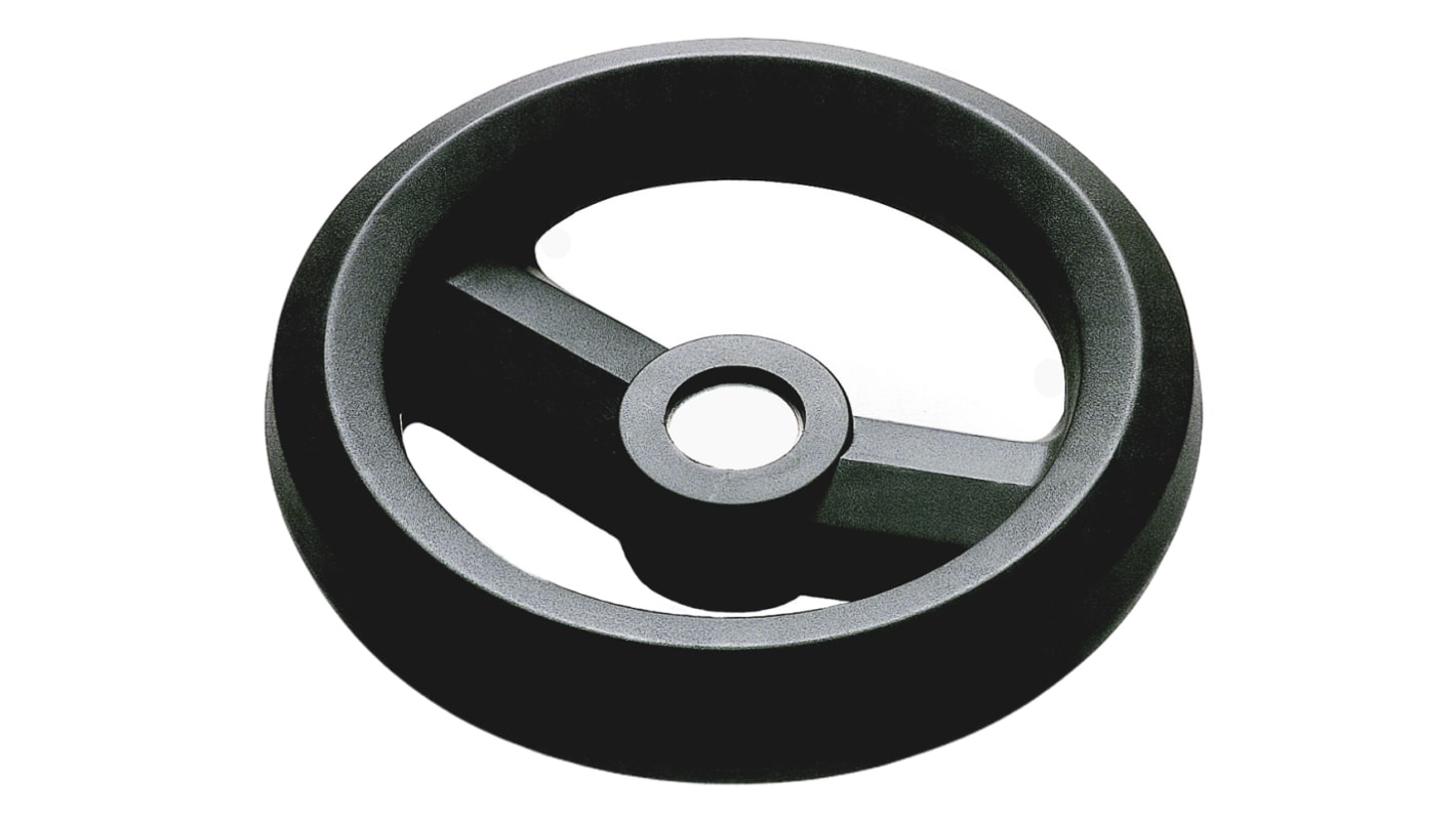 RS PRO Speichen Handrad, Rad ø 126mm, 12mm, 22mm Gebohrte Nabe, Rad Mat. Glasfaserverstärktes Technopolymer, Schwarz