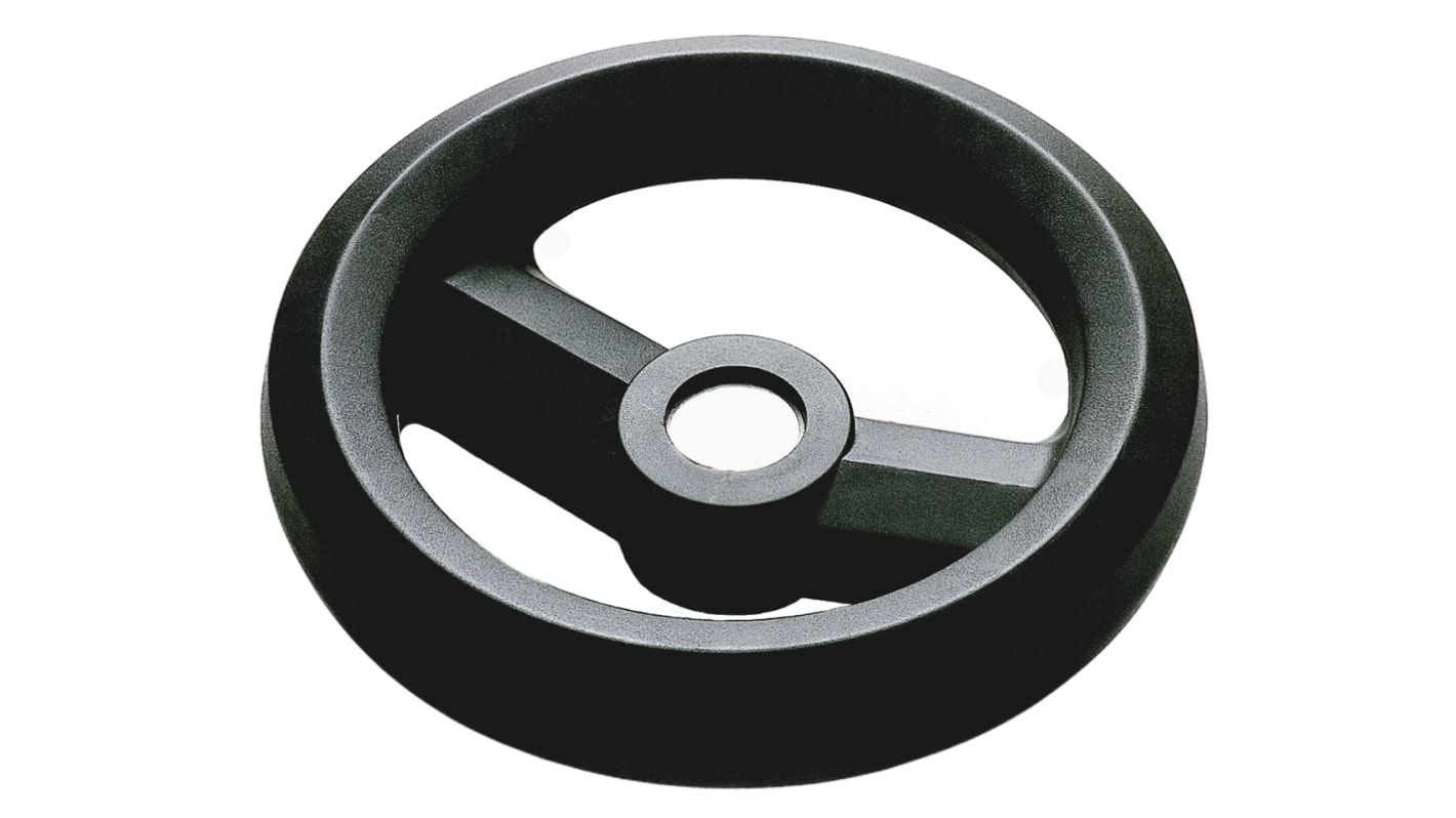 RS PRO Speichen Handrad, Rad ø 126mm, 15mm, 22mm Gebohrte Nabe, Rad Mat. Glasfaserverstärktes Technopolymer, Schwarz