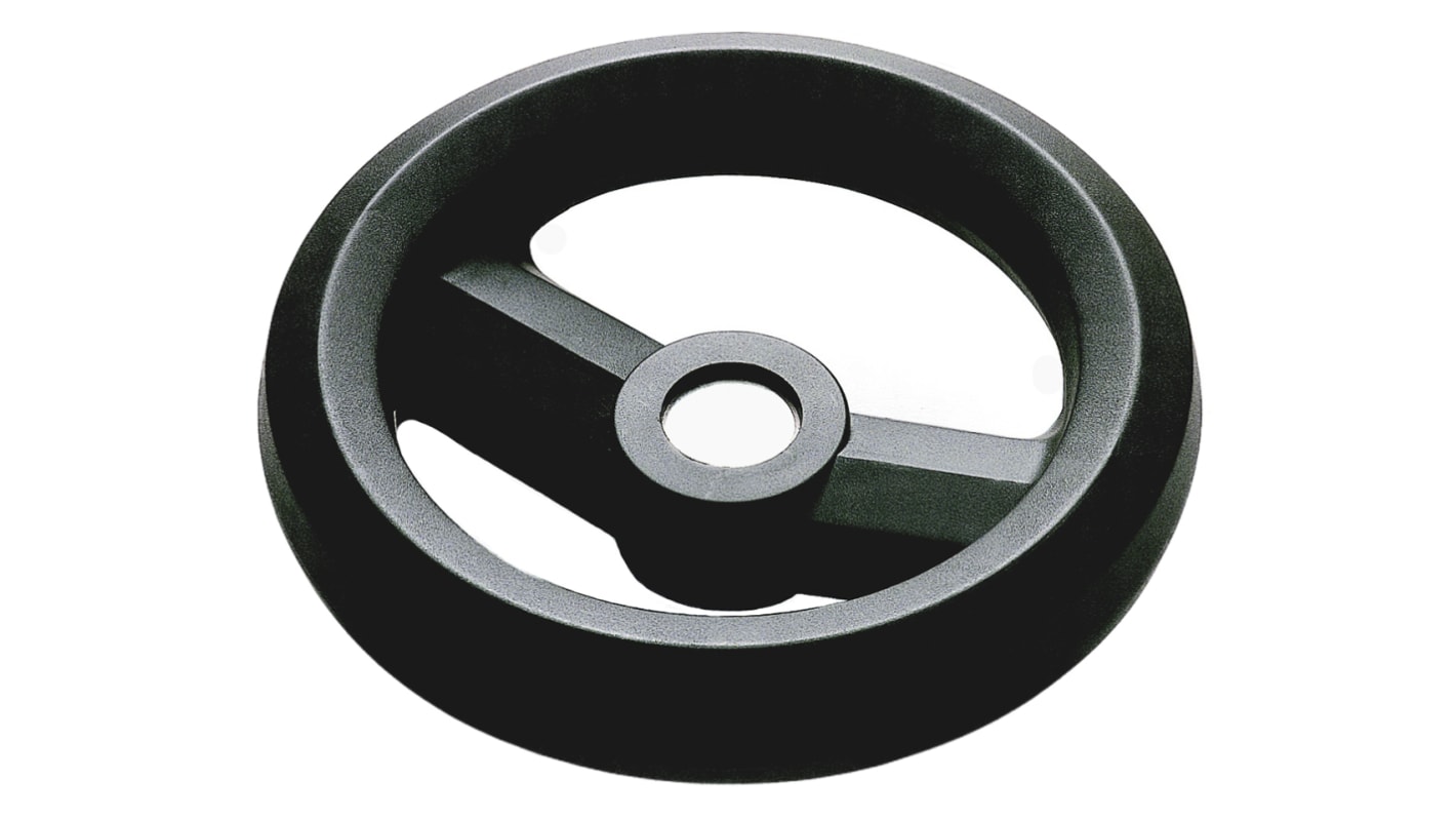 RS PRO Black Glass-Fibre Reinforced Technopolymer Hand Wheel, 160mm diameter