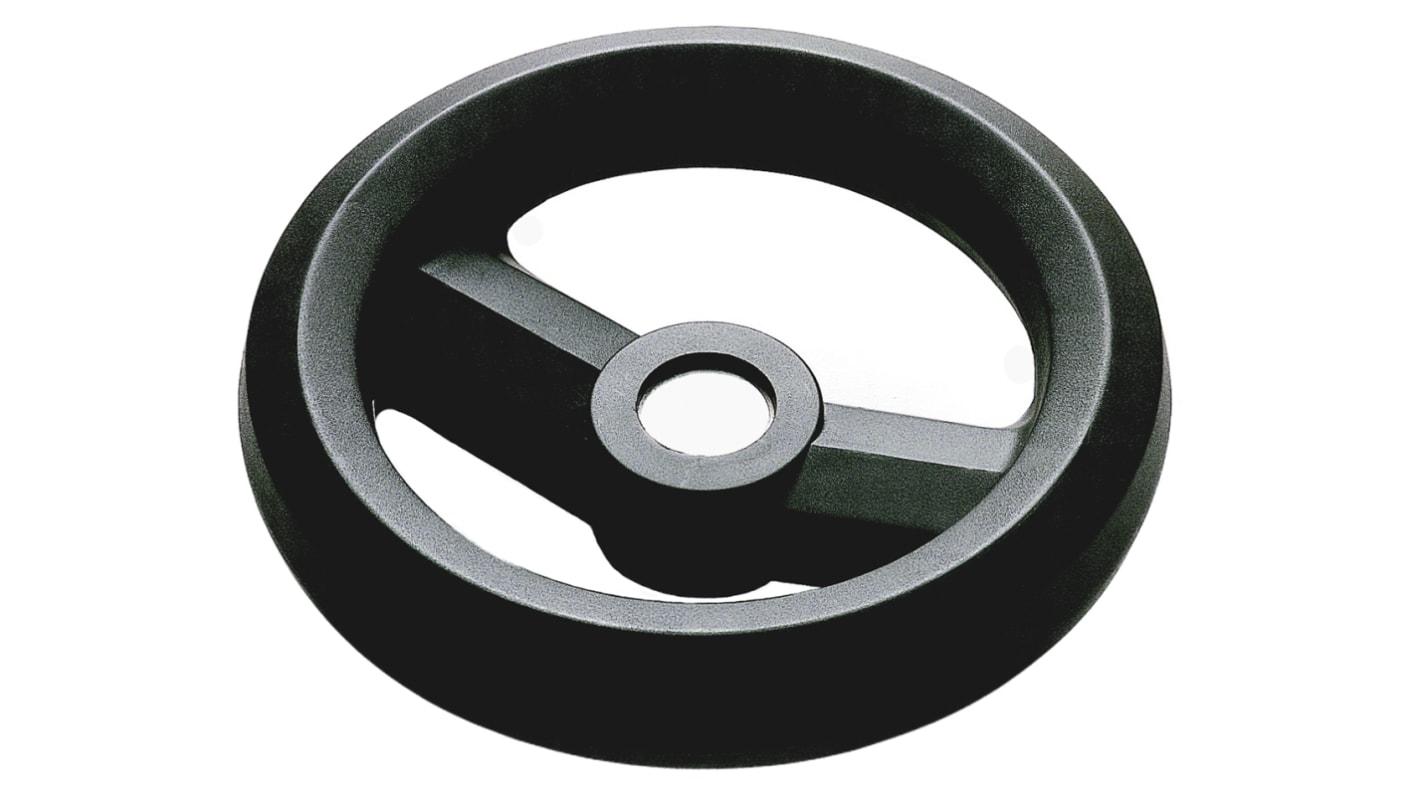 RS PRO Black Glass-Fibre Reinforced Technopolymer Hand Wheel, 200mm diameter