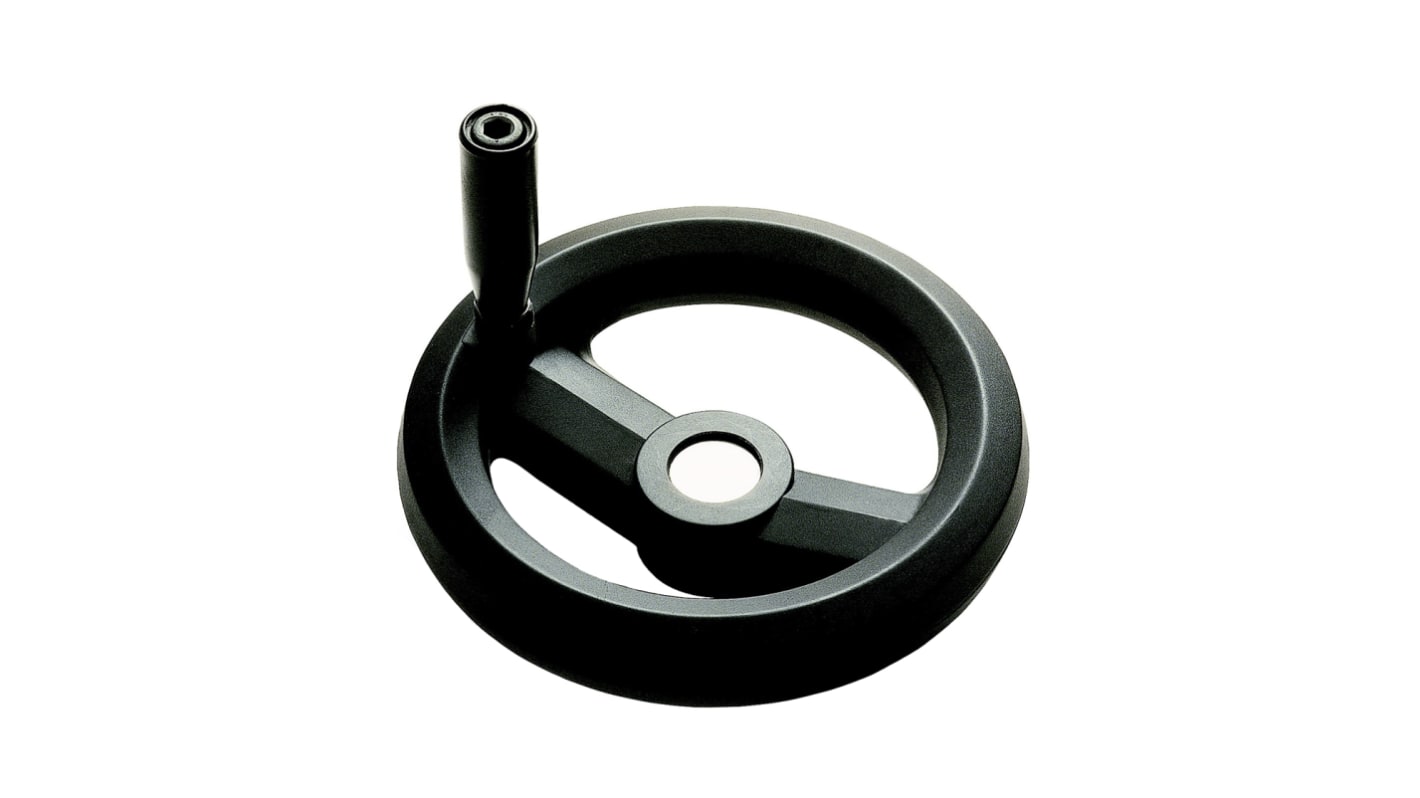 RS PRO Black Glass-Fibre Reinforced Technopolymer Hand Wheel, 80mm diameter