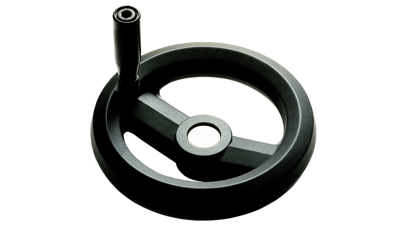 Volante de control RS PRO de Ø 100mm con empuñadura giratoria, orificio de montaje Ø 10mm x 17mm