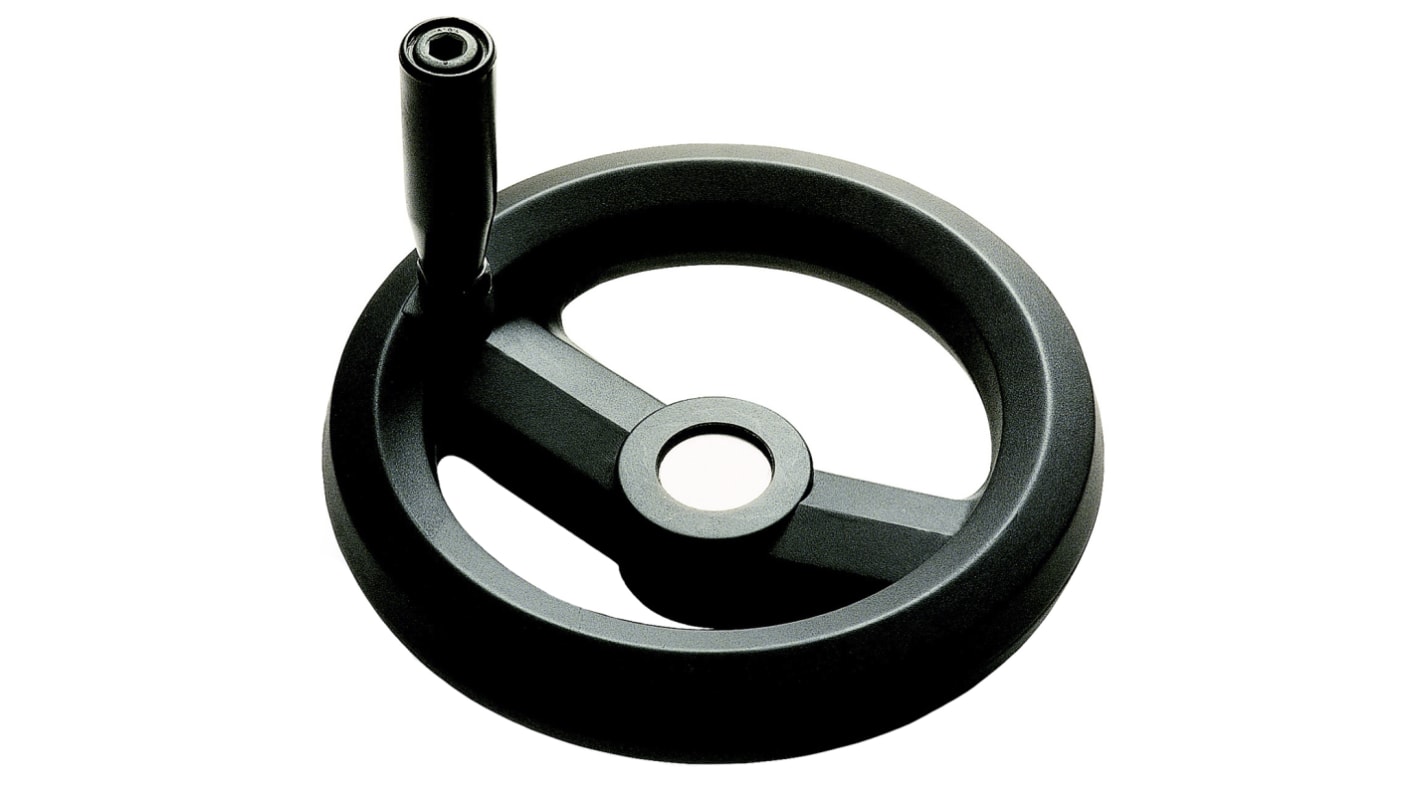 RS PRO Speichen Handrad, Rad ø 160mm, 10mm, 25.5mm Gebohrte Nabe, Rad Mat. Glasfaserverstärktes Technopolymer, Schwarz