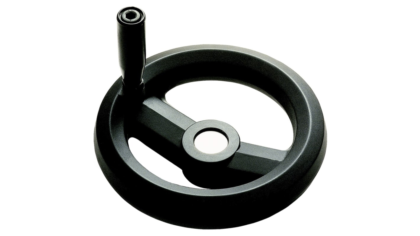 RS PRO Speichen Handrad, Rad ø 80mm, 8mm, 17mm Gebohrte Nabe, Rad Mat. Glasfaserverstärktes Technopolymer, Schwarz