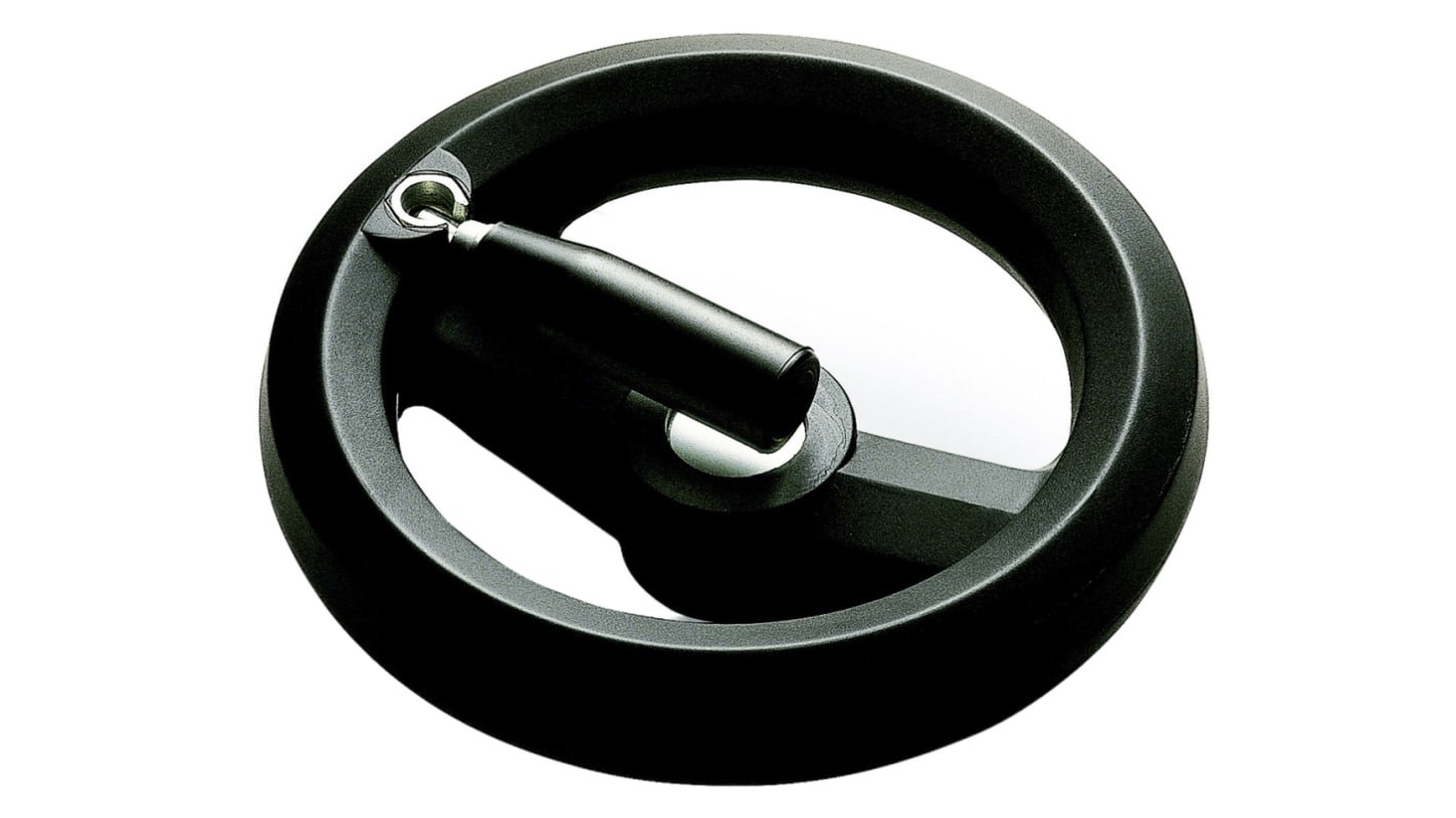 RS PRO Black Glass-Fibre Reinforced Technopolymer Hand Wheel, 160mm diameter