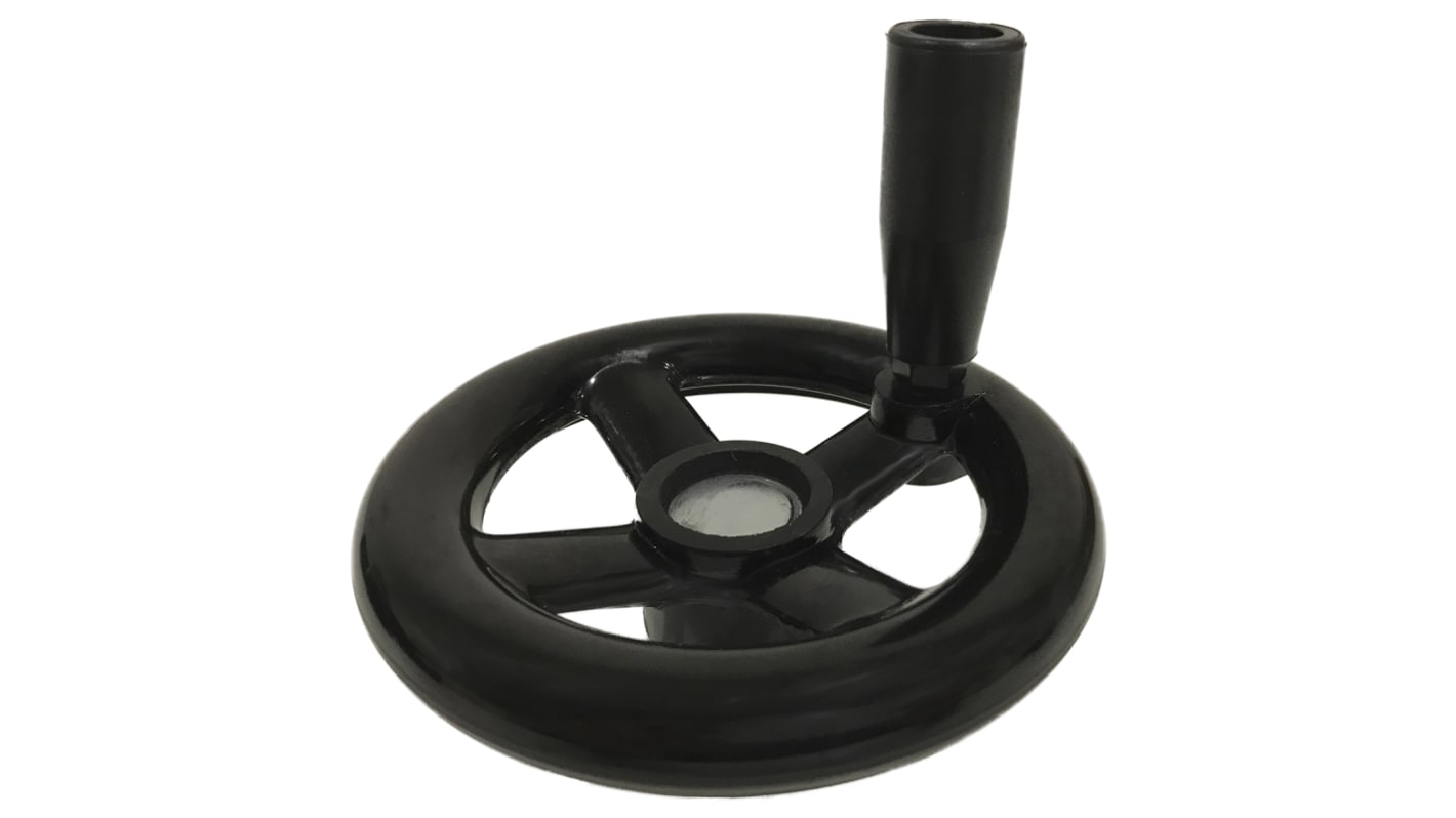 RS PRO Speichen Handrad, Rad ø 100mm, 24mm, 17mm, Rad Mat. Phenoplast, Pflanzenfaserverstärkt, Schwarz