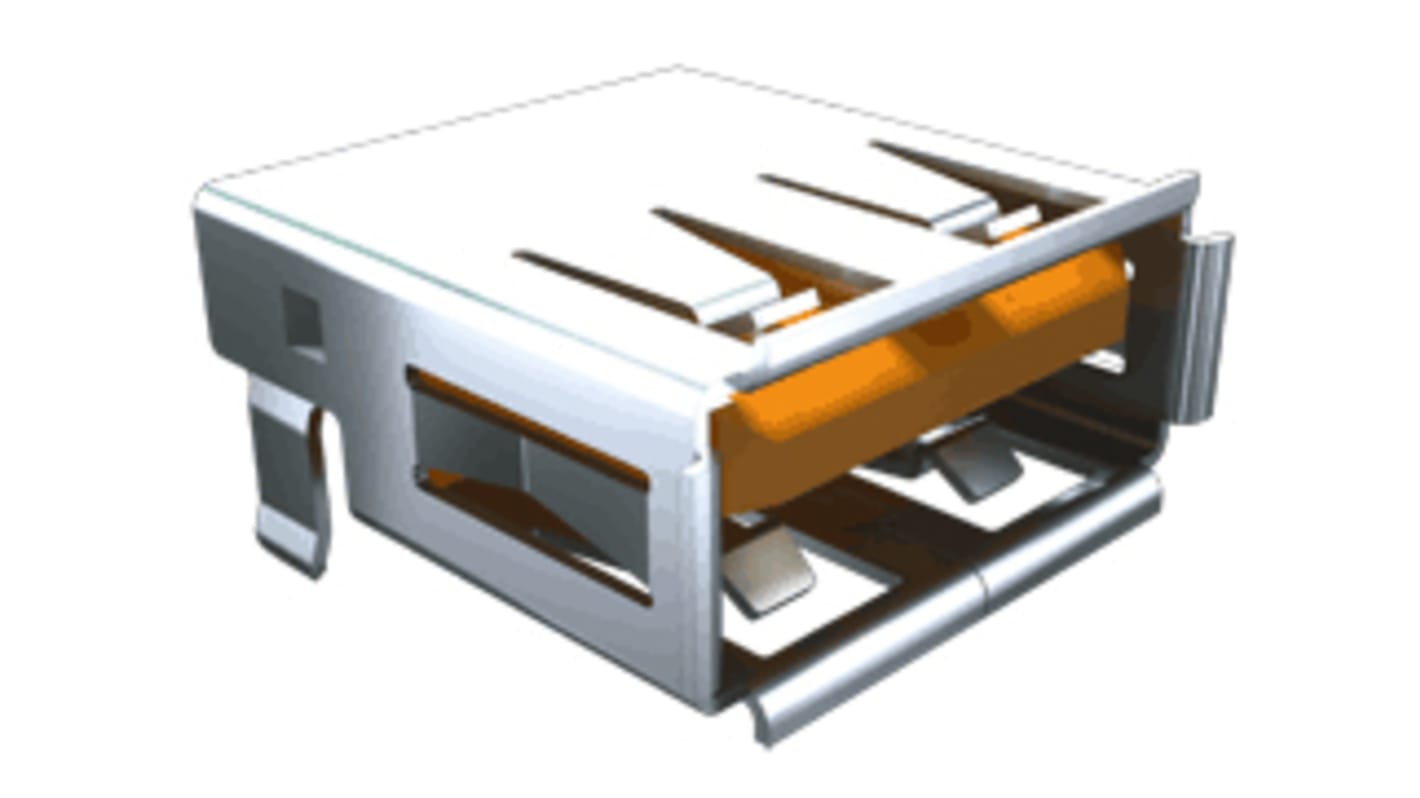 Conector USB Samtec USBR-A-S-F-O-VU, Hembra, , 1 puerto puertos, Ángulo de 90° , Orificio Pasante, Versión 2.0, 30,0